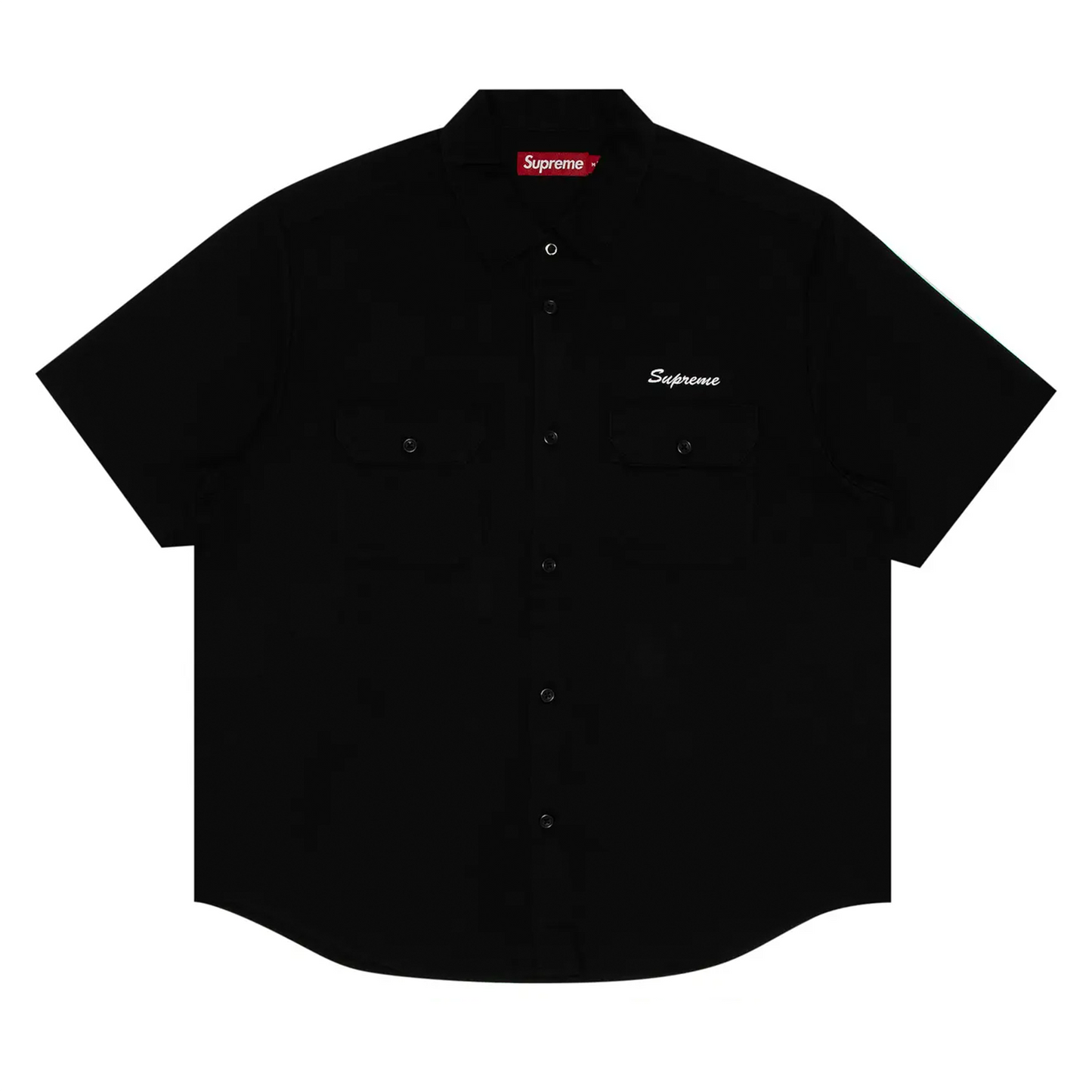 Supreme Rhinestone Pin Up Short-Sleeve Work Shirt 'Black' [USED] - XL (Used)