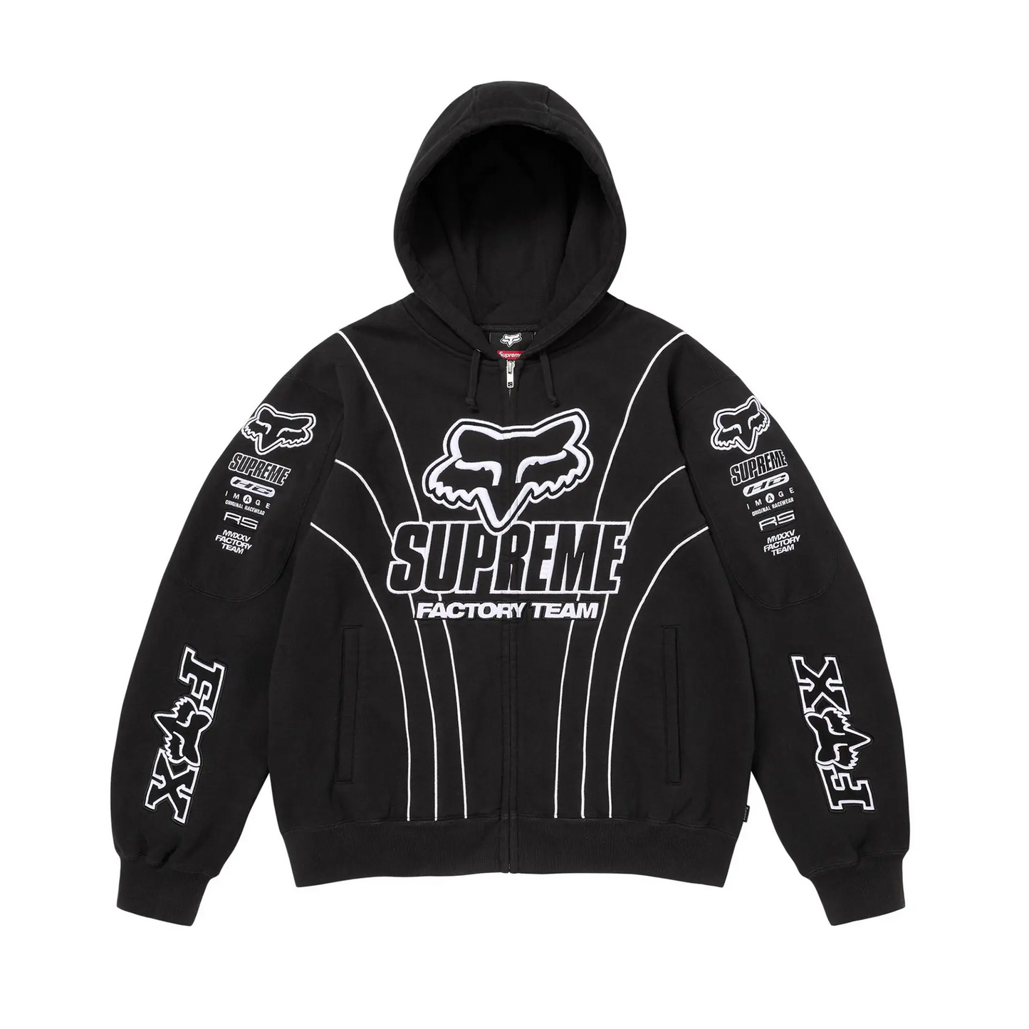 Supreme x Fox Racing Zip Up Hooded Sweatshirt 'Black'