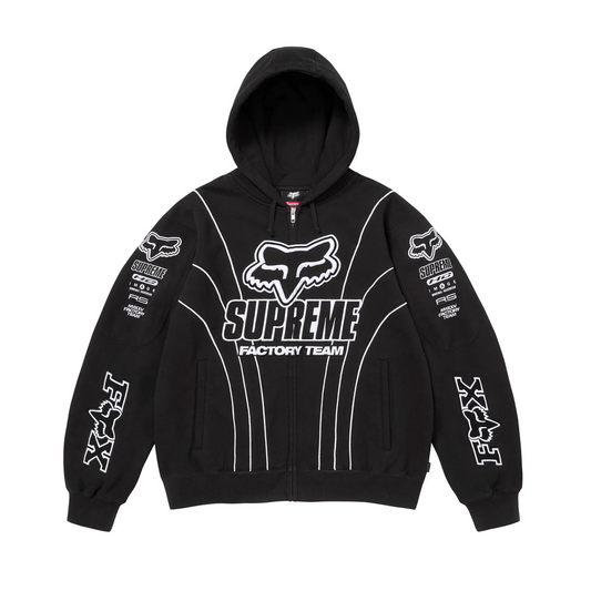Supreme x Fox Racing Zip Up Hooded Sweatshirt 'Black'