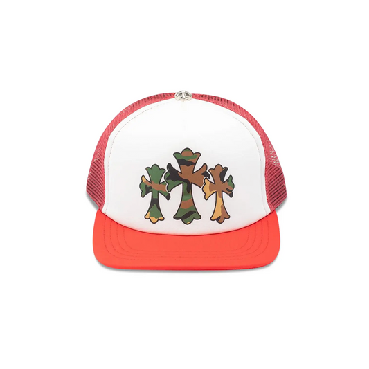 Chrome Hearts Triple Cross Trucker Hat 'Red/White'