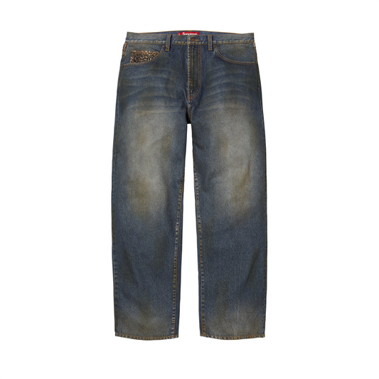 Supreme Leopard Faux Fur Loose Fit Jean Washed Indigo (FW25)