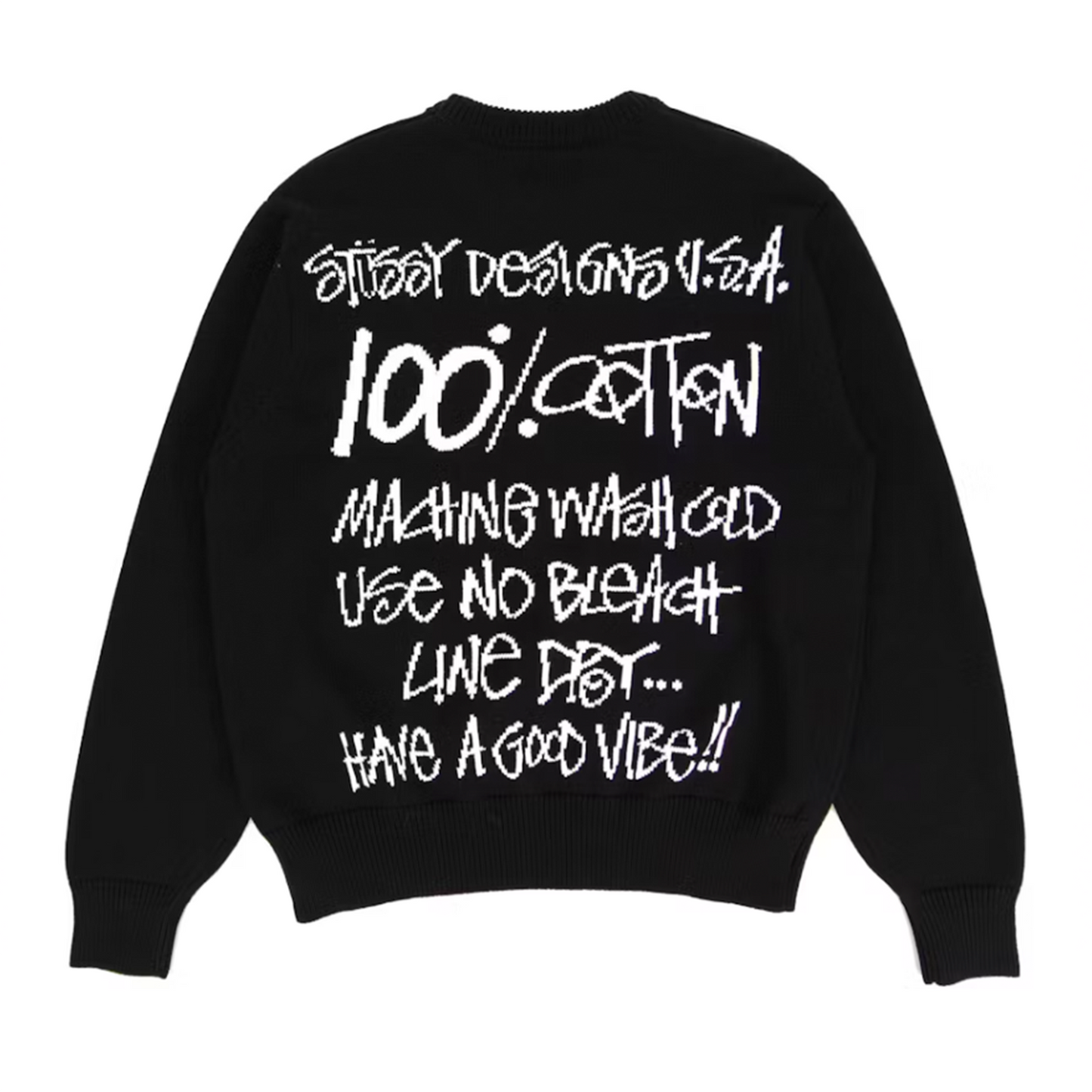 Stussy Care Label Sweater Black [USED] - L (Used)