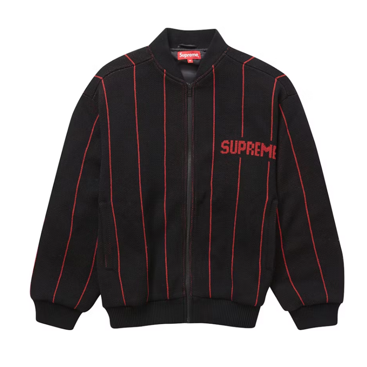 Supreme Pinstripe Varsity Zip Up Sweater [USED] - L (Used)