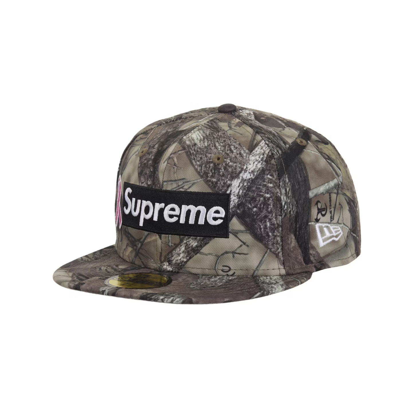 Supreme x New Era Breast Cancer Awareness Box Logo Fitted Hat Woodland Camo