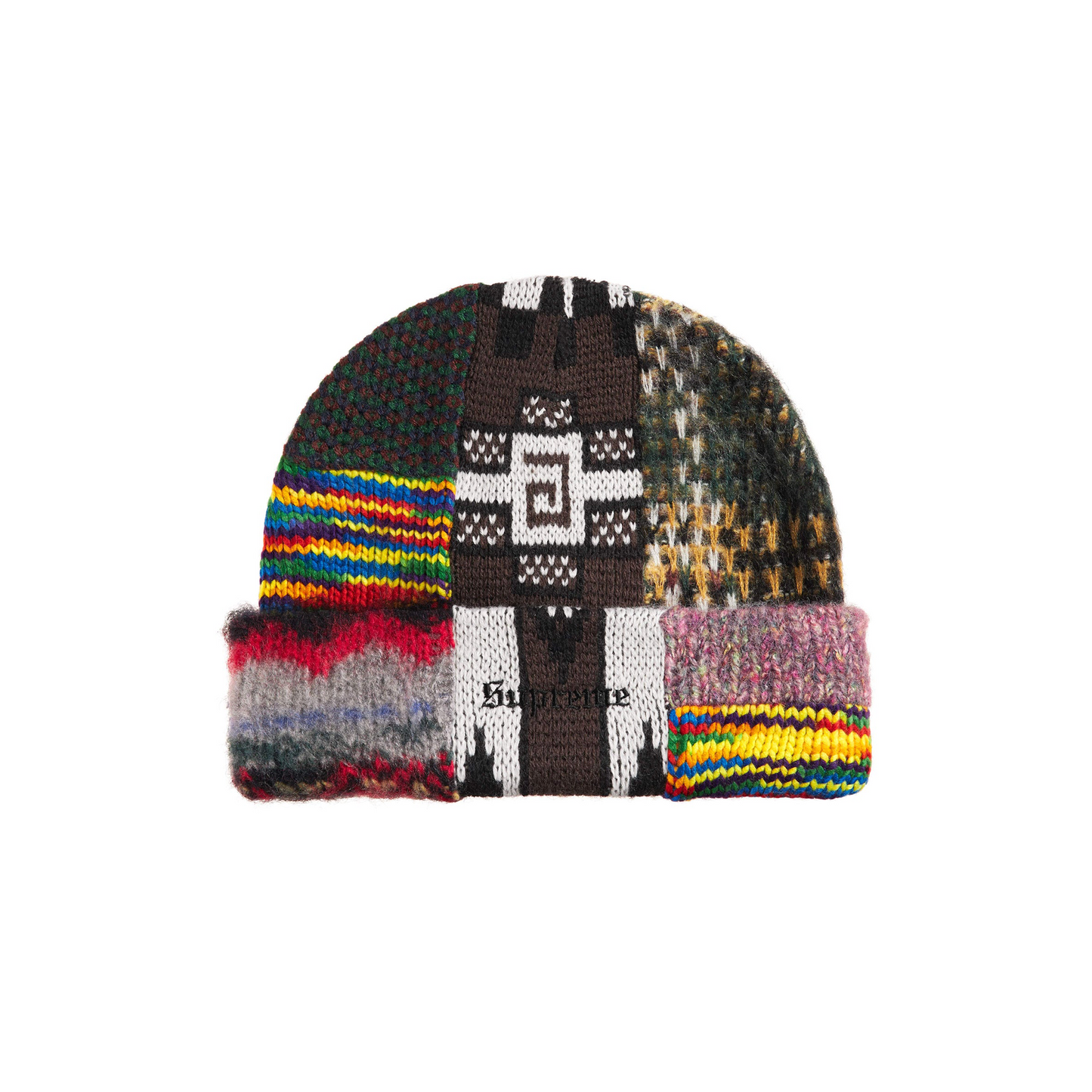 Supreme Patchwork Beanie Brown