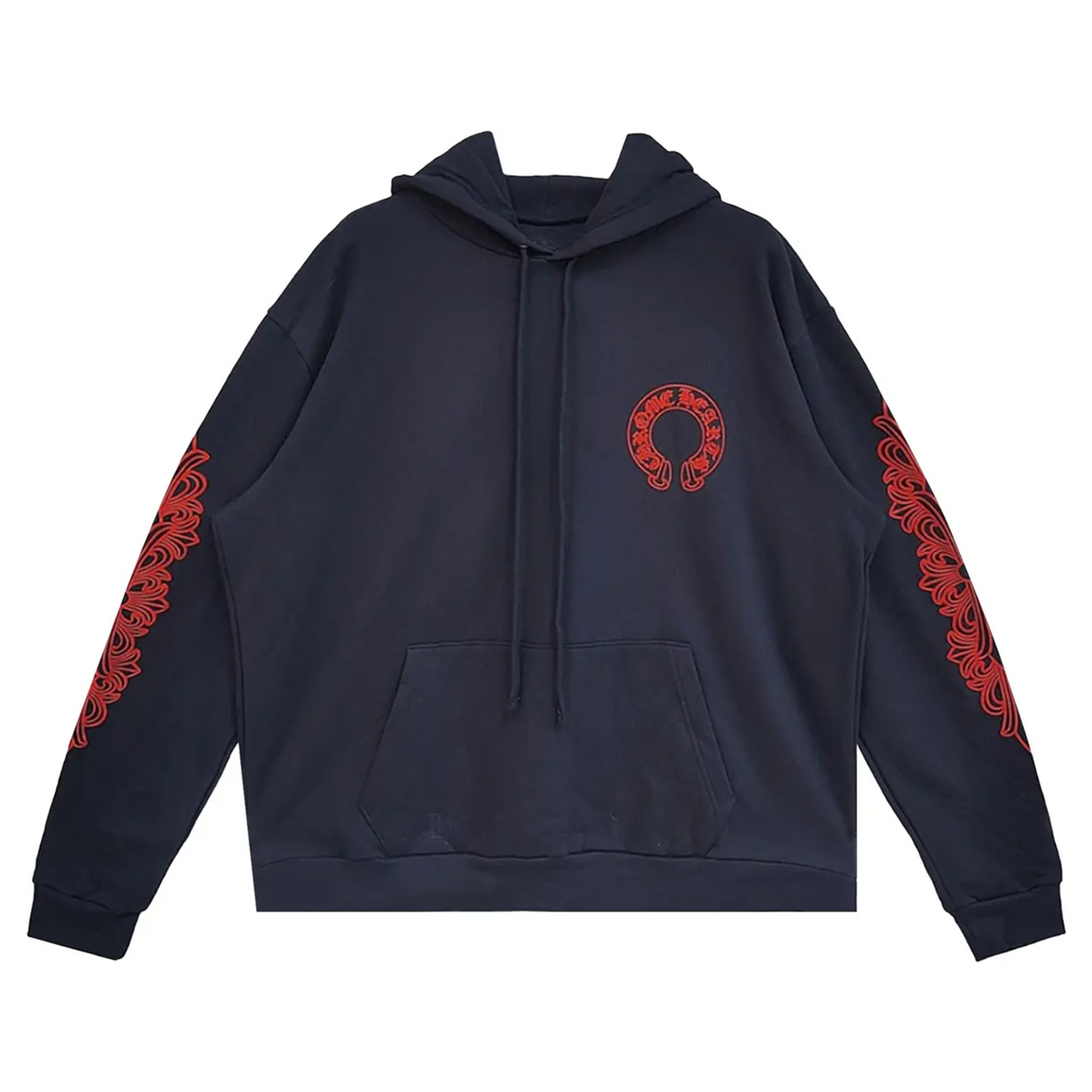 Chrome Hearts Horseshoe Floral Hoodie 'Navy/Red'