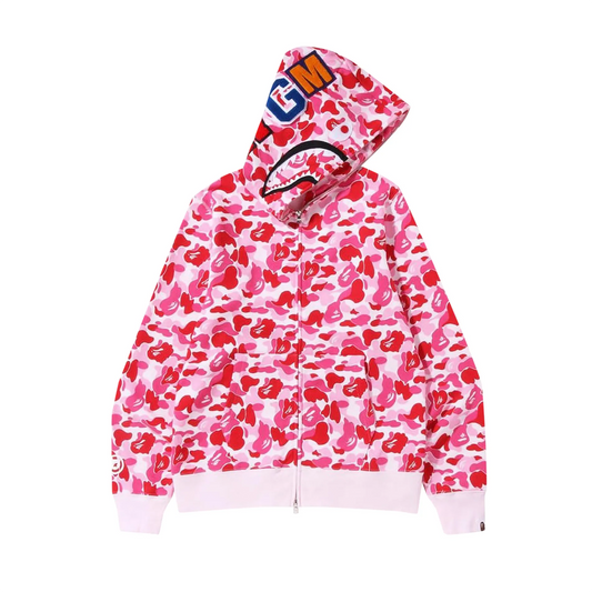 BAPE ABC Camo Shark Full Zip Hoodie 'Pink'