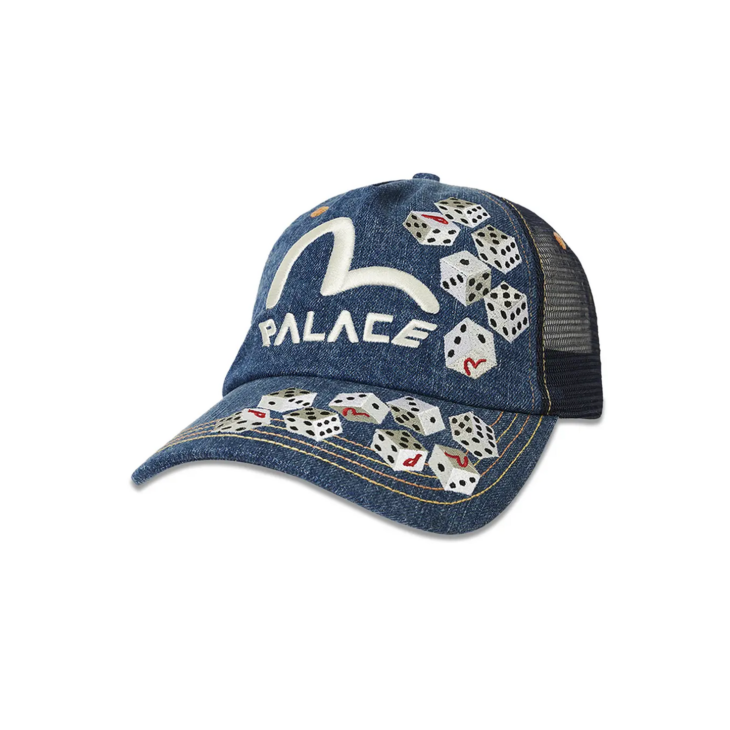 Palace x Evisu Dice Mesh Trucker 'Light Wash' [USED]