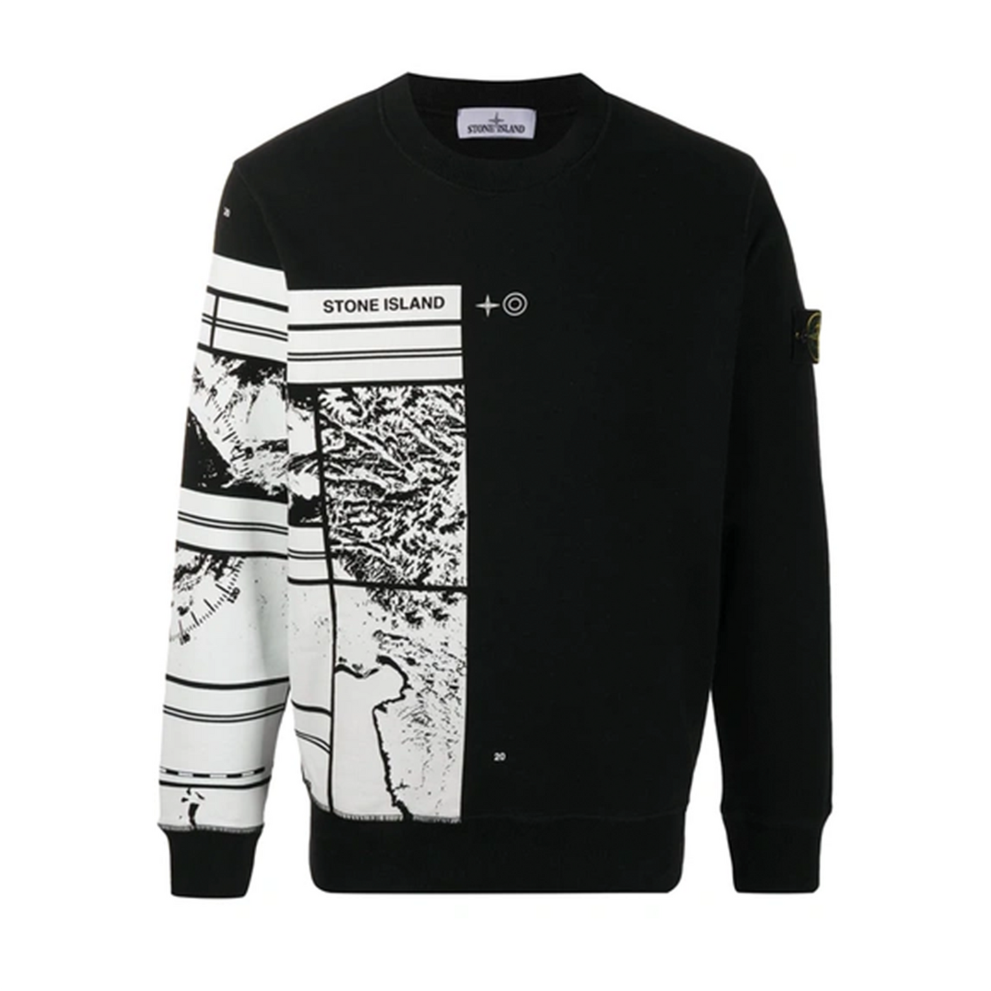 Stone Island Printed Crewneck Jersey Cotton Sweatshirt Black [USED] - S (Used)
