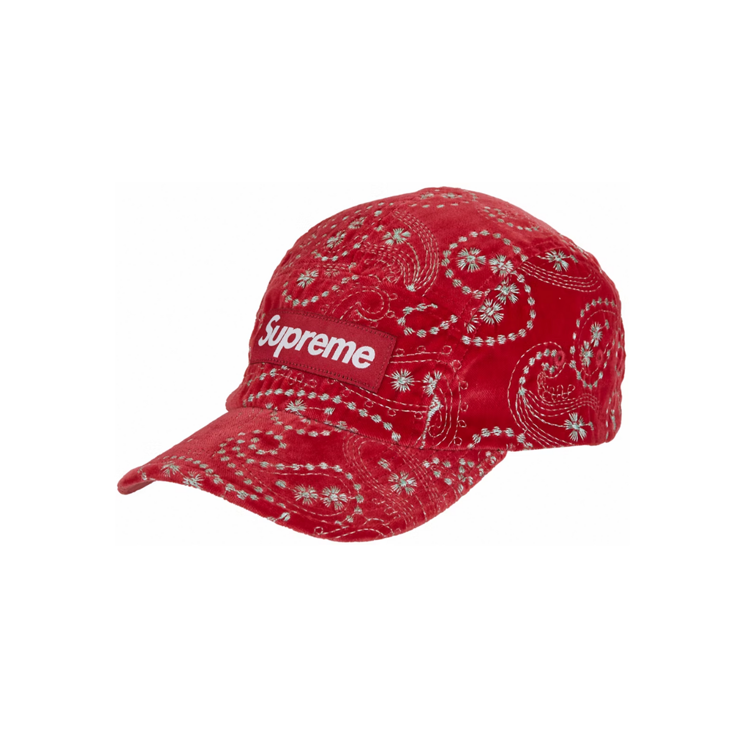 Supreme Velvet Paisley Camp Cap Red