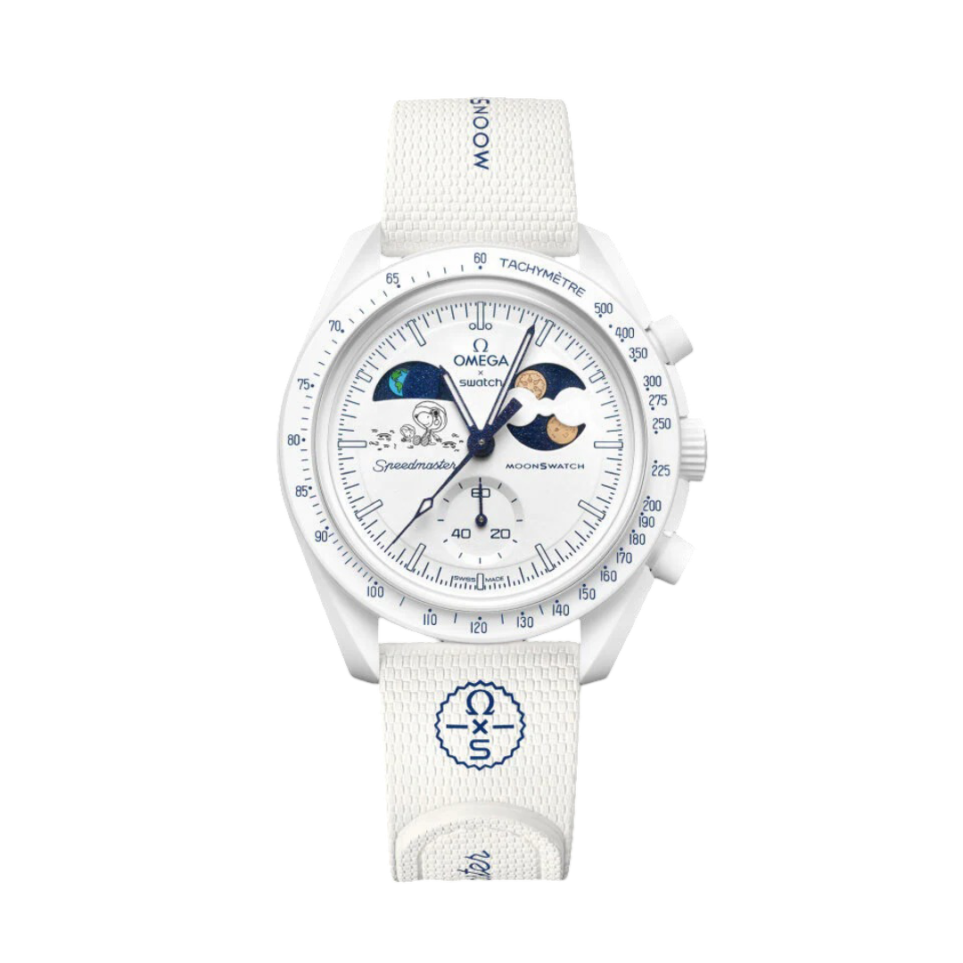 SO33W701L Swatch x Omega Bioceramic Moonswatch Mission To Earthphase Moonshine Snoopy Gold (Cold Moon)