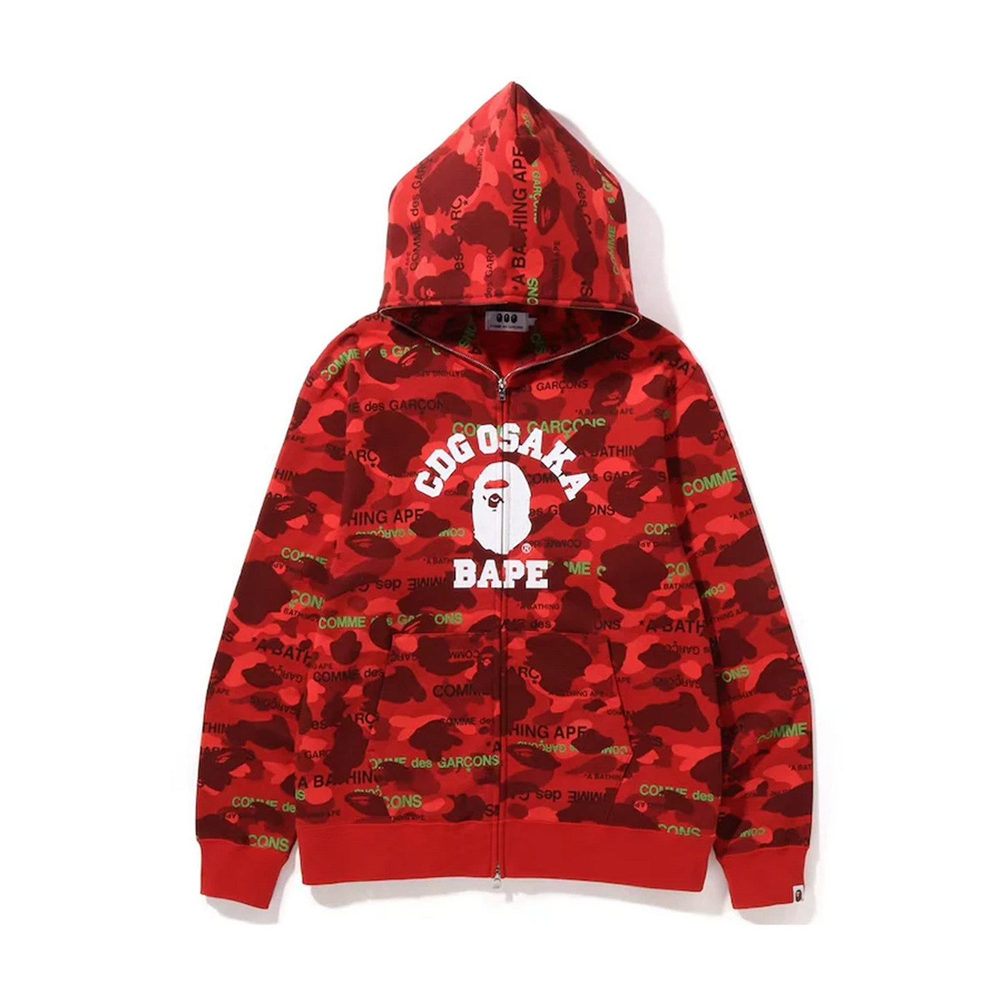 BAPE x Comme des Garcons Osaka Full Zip Hoodie Red [USED] - XXL (Used)