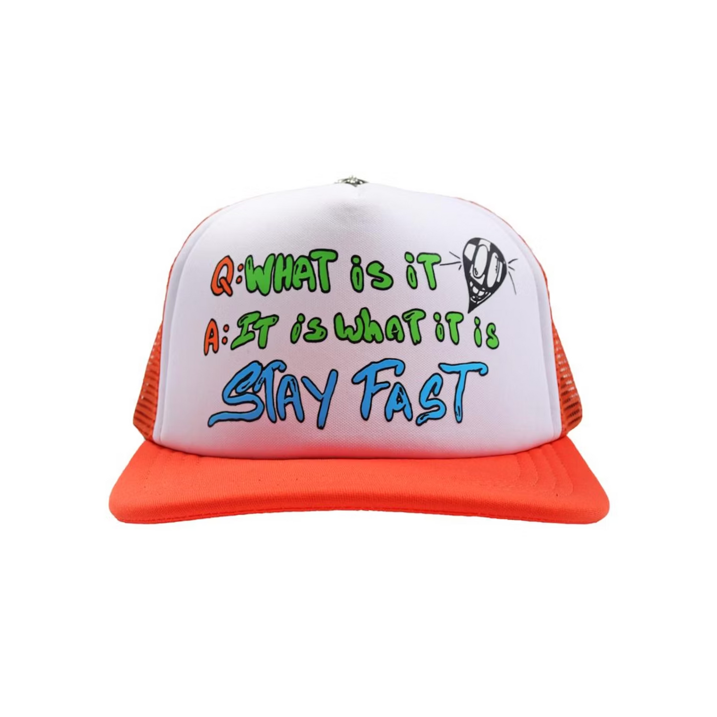 Chrome Hearts Matty Boy Sex Records It Is What It Is Trucker Hat Orange/White