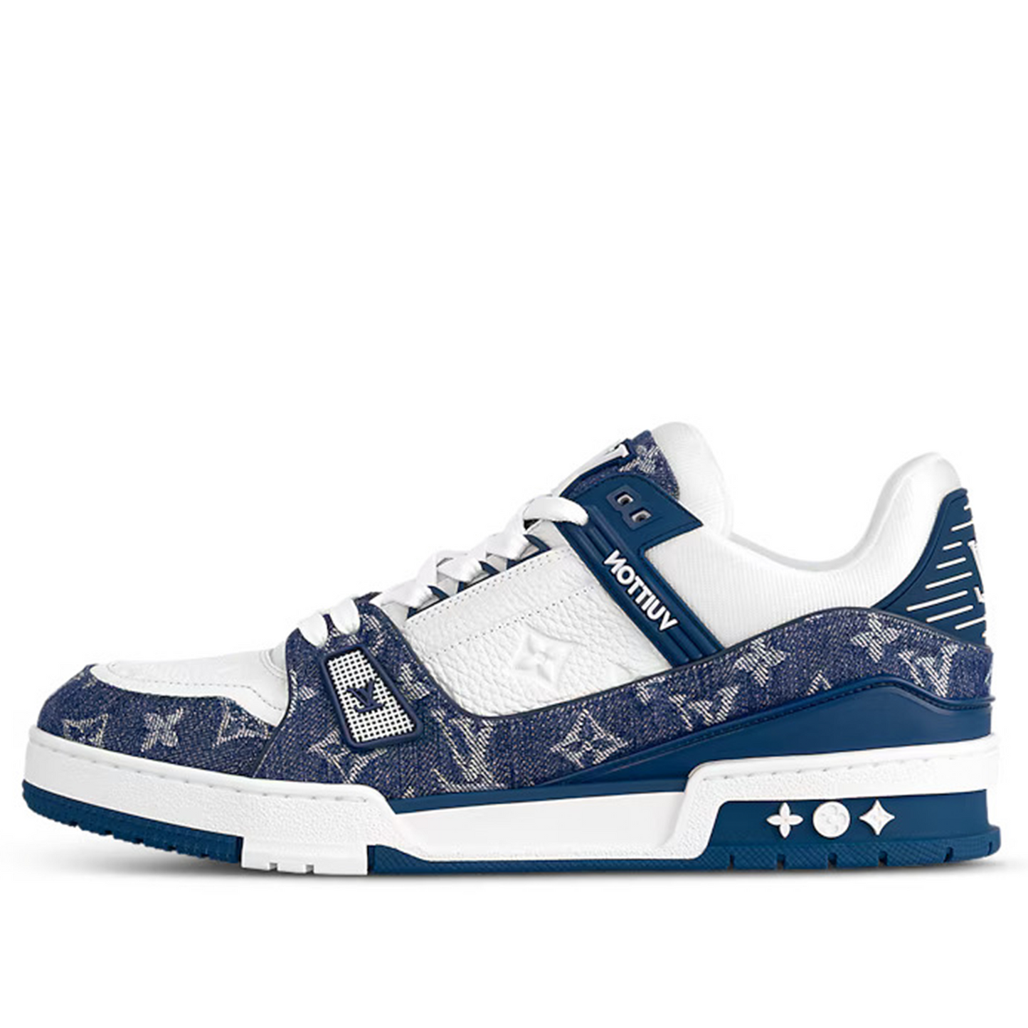 1A9JGZ Louis Vuitton LV Trainer Monogram Denim White Blue