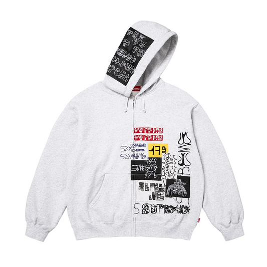 Supreme 176 Zip Up Hooded Sweatshirt Heather Grey