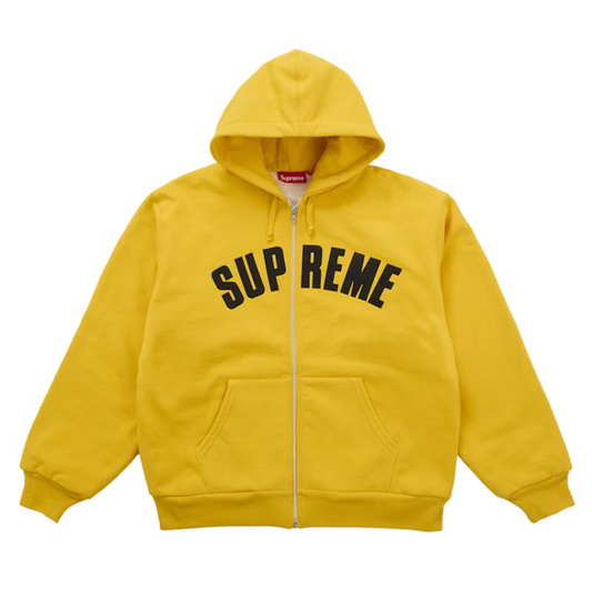 Supreme Arc Thermal Lined Zip Up Hooded Sweatshirt Yellow