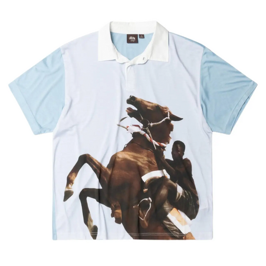 Stussy x Wales Bonner Silk Polo Blue