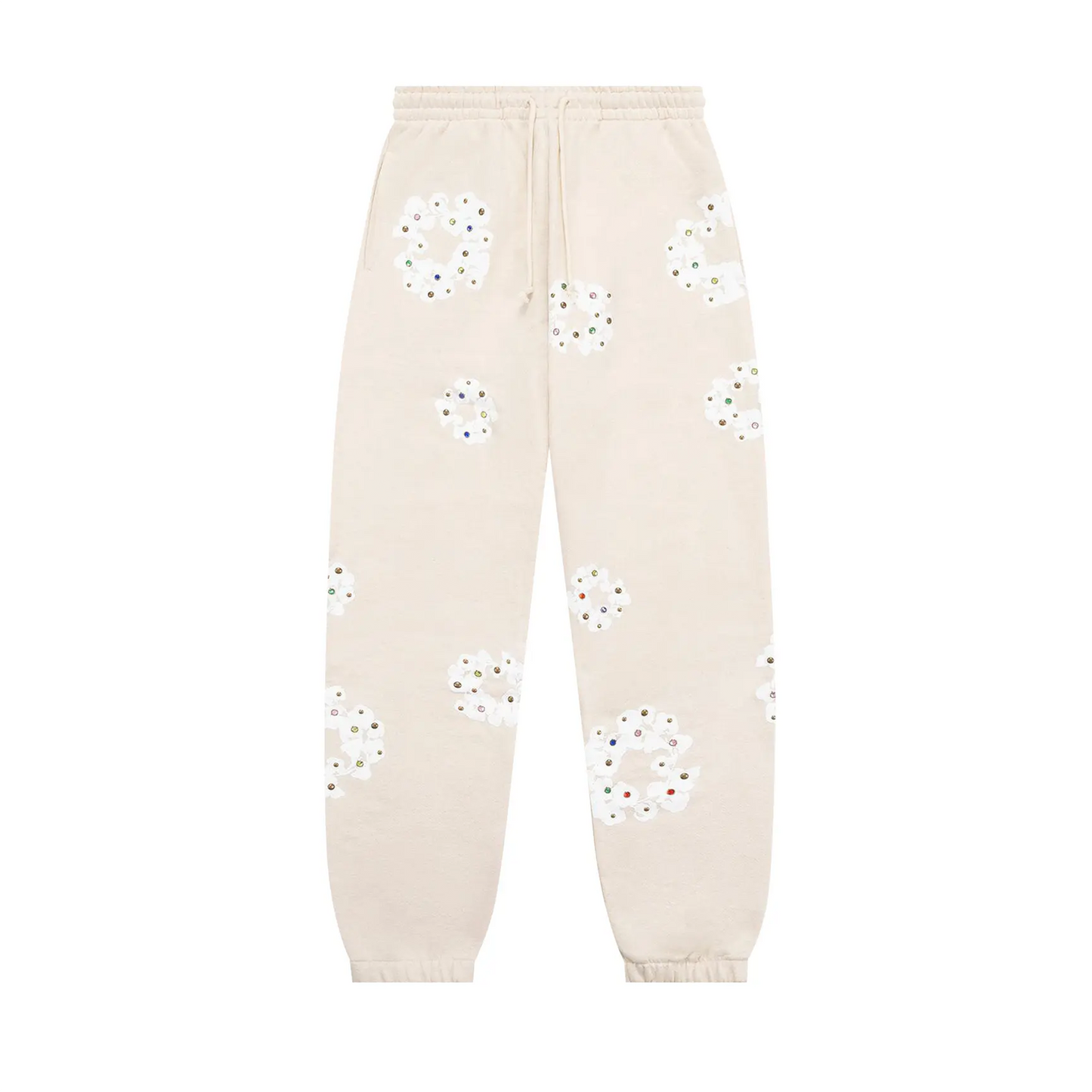 Denim Tears Rhinestone Cotton Wreath Sweatpants 'Oatmeal'