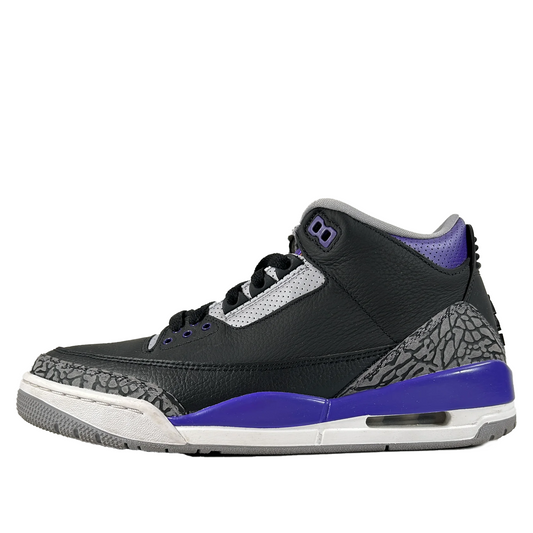 CT8532 050 Jordan 3 Retro Black Court Purple [USED] - 9 M (Used)