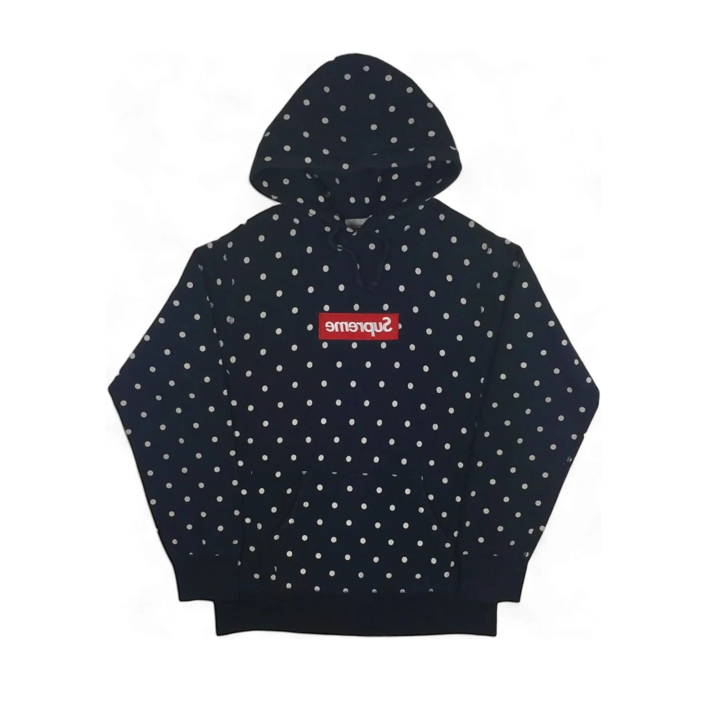 Supreme x Comme des Garçons SHIRT Polka Dot Box Logo Hooded Sweatshirt Navy (2012) [USED] - M (Used)