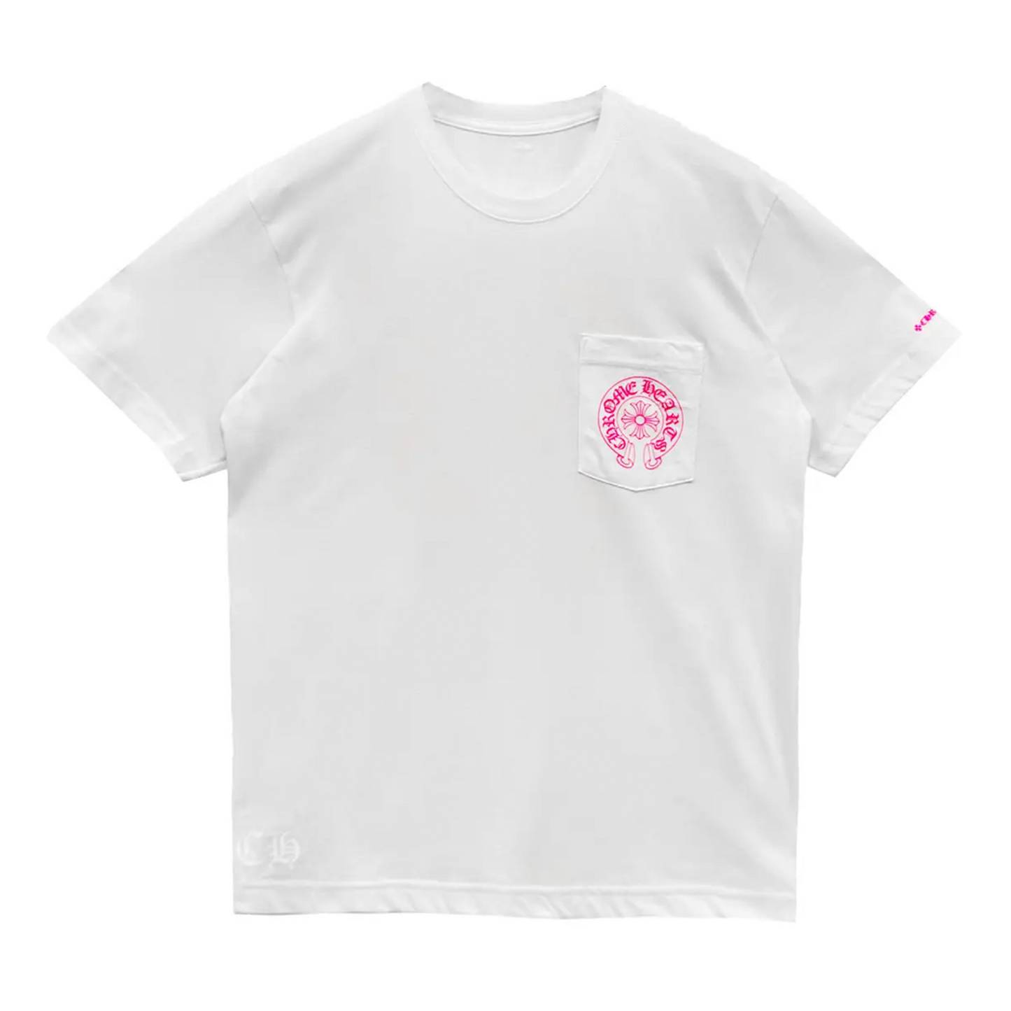 Chrome Hearts Pink Horseshoe Logo Short Sleeve Tee White