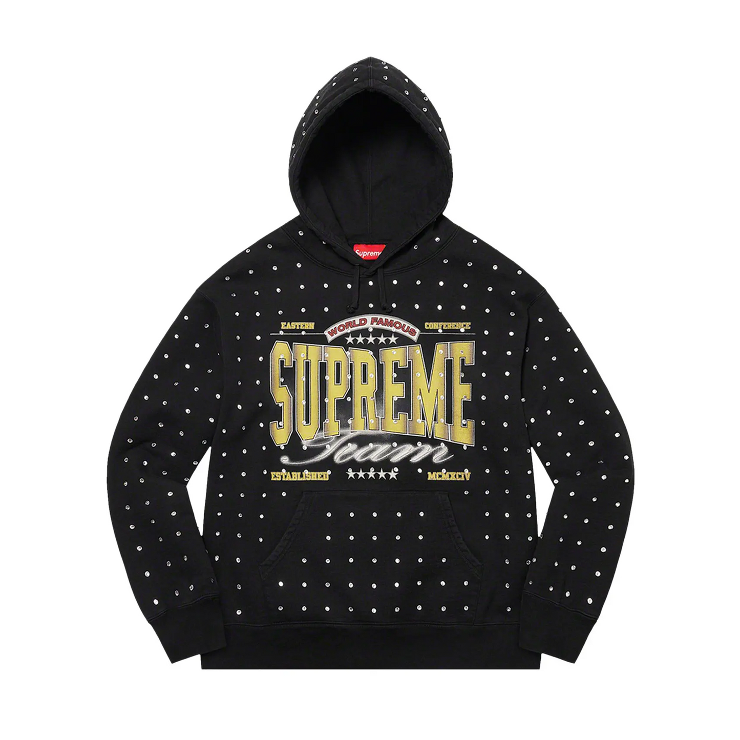 Supreme Rhinestone Hooded Sweatshirt Black [USED] - XL (Used)