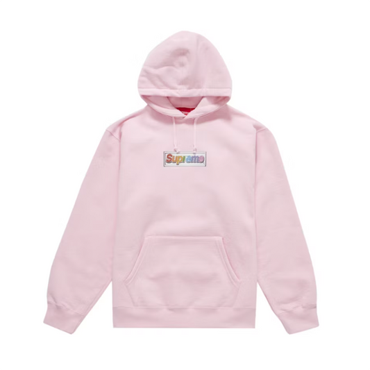 Supreme Bling Box Logo Hooded Sweatshirt Light Pink