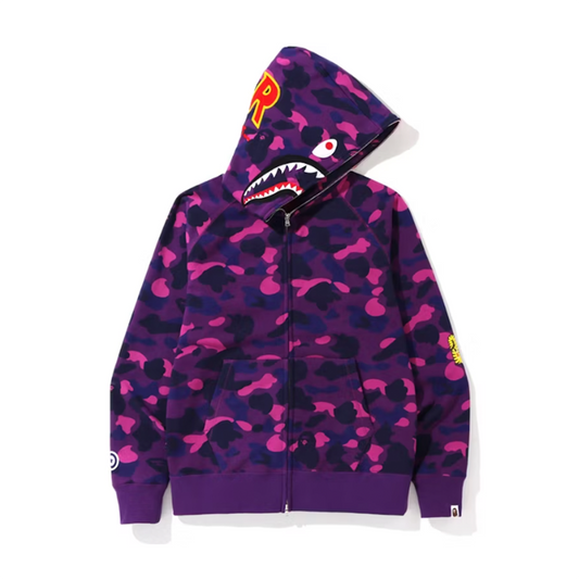 BAPE Color Camo Shark Full Zip Hoodie Purple