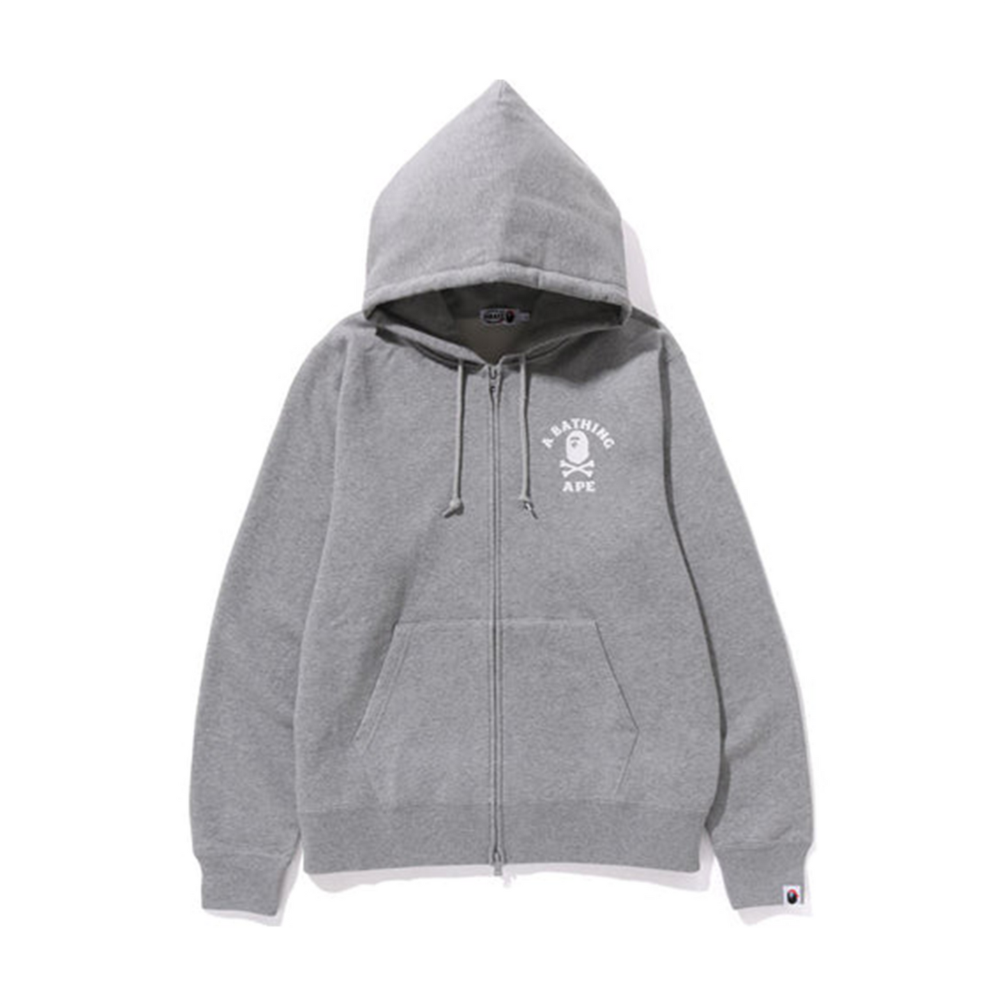 Bape Ape Crossbone College Zip Hoodie Grey