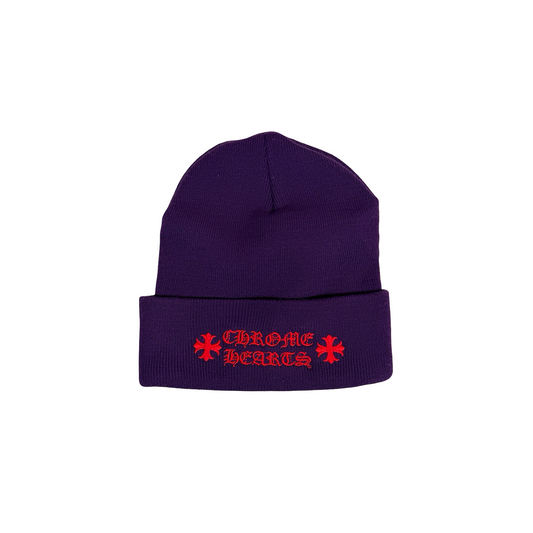 Chrome Hearts Embroidered Purple Beanie [USED]