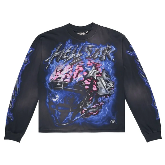 Hellstar Powered By The Star Long-Sleeve T-Shirt Black/Purple [USED] - M (Used)