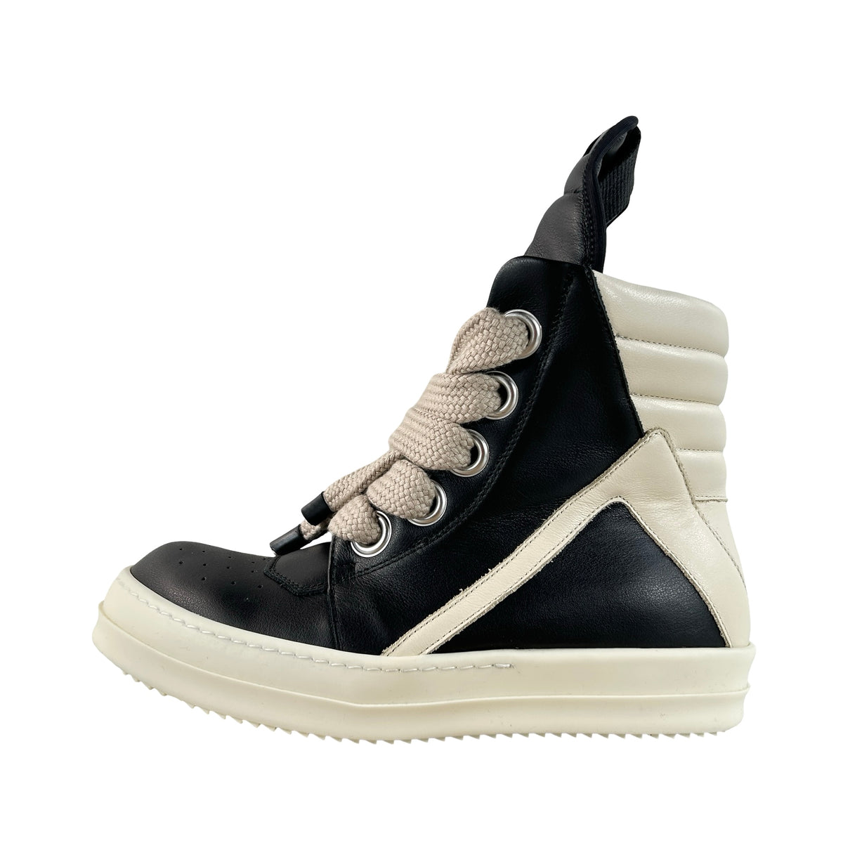 RU02E1898 LCOW2 911 Rick Owens Concordians Jumbo Laced Geobasket Black Milk