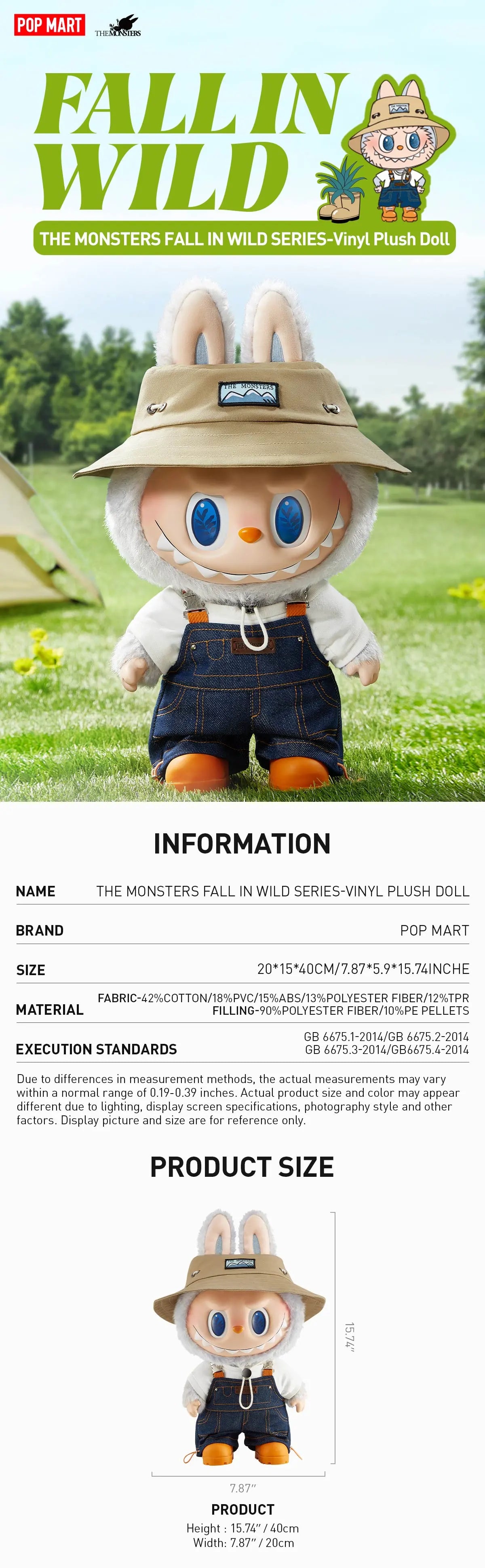 Pop Mart Labubu The Monsters Fall In Wild Vinyl Plush Doll