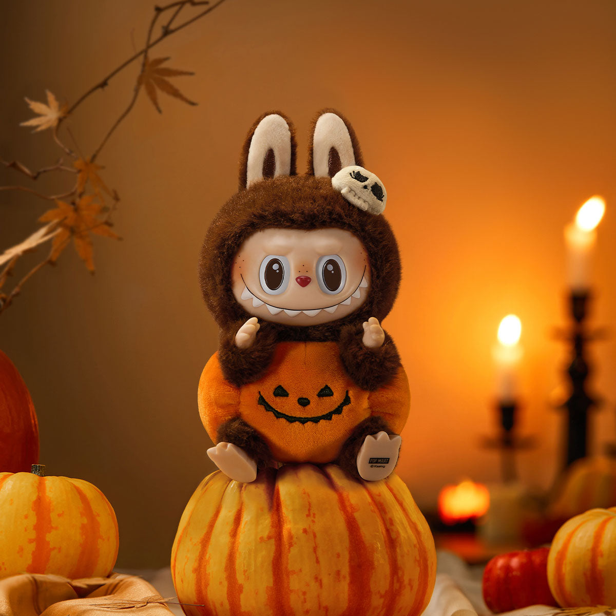 Pop Mart Labubu Happy Halloween Party Series-Sitting Pumpkin Vinyl Plush Pendant