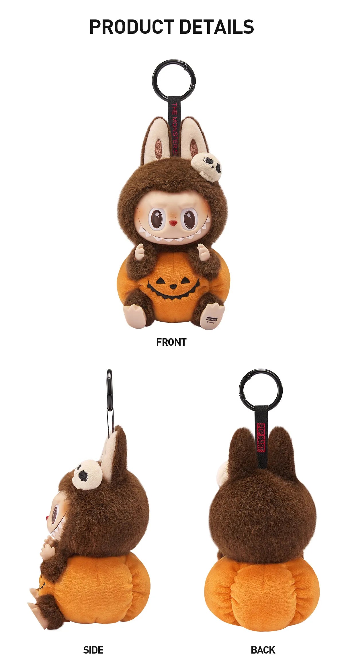Pop Mart Labubu Happy Halloween Party Series-Sitting Pumpkin Vinyl Plush Pendant