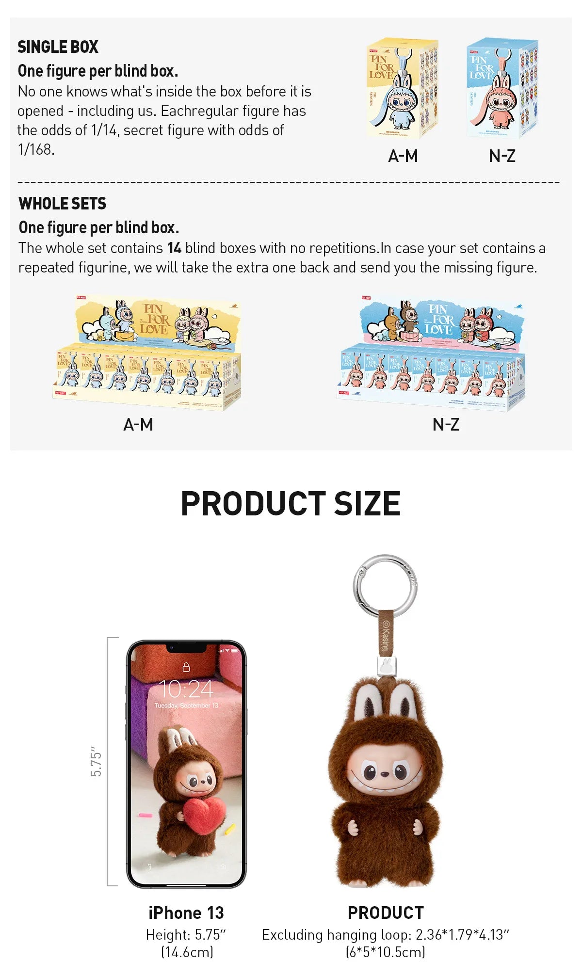 Pop Mart Labubu The Monsters Pin for Love Series Vinyl Plush Pendant (N-Z)