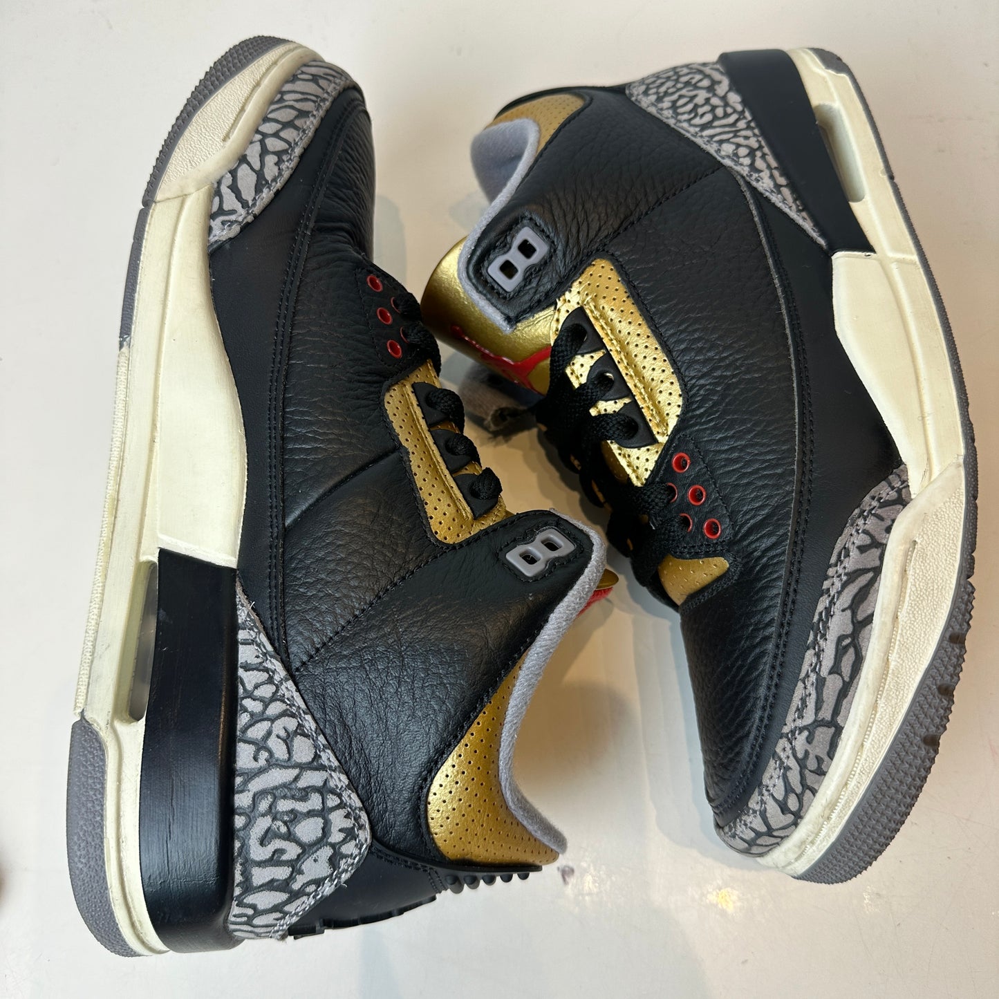 CK9246 067 Jordan 3 Retro Black Cement Gold (W) [USED] - 9.5 W (Used)