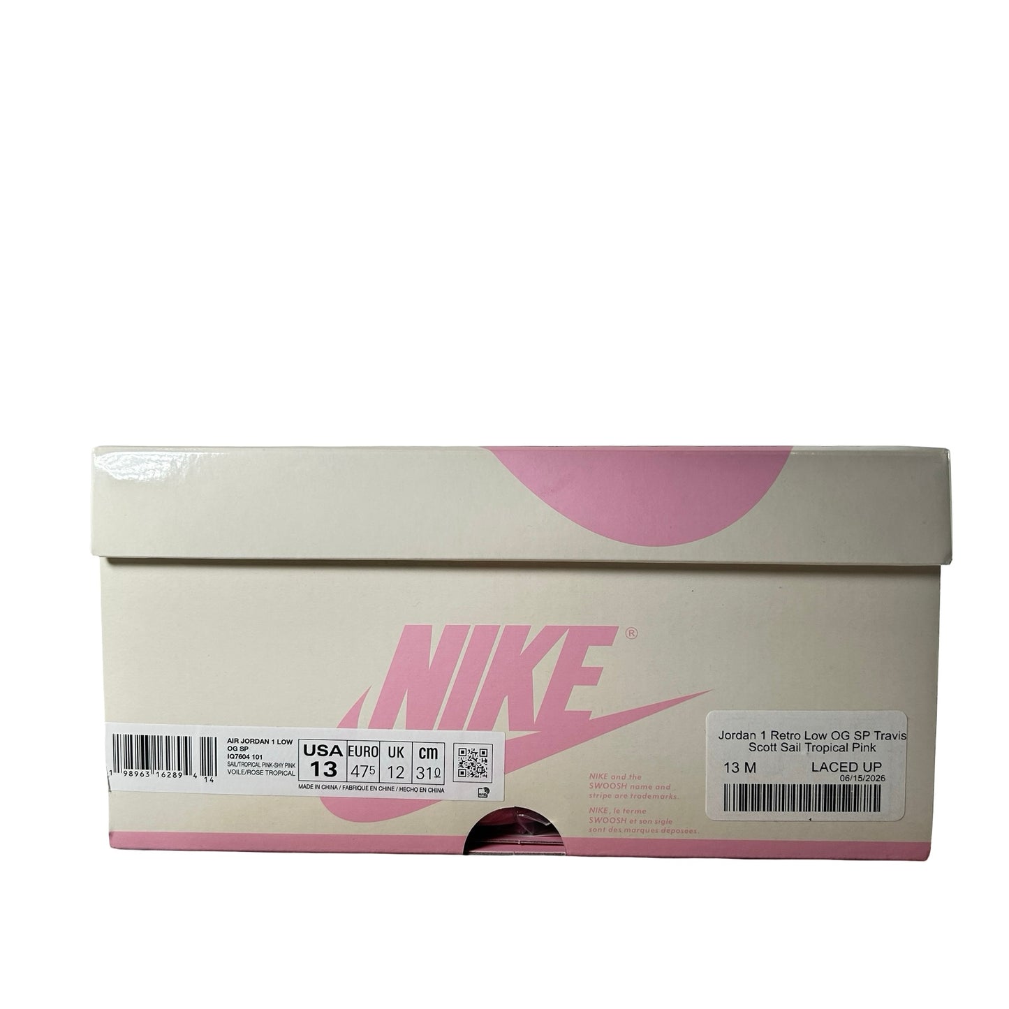IQ7604 101 Jordan 1 Retro Low OG SP Travis Scott Sail Tropical Pink [USED] - 13 M (Used)
