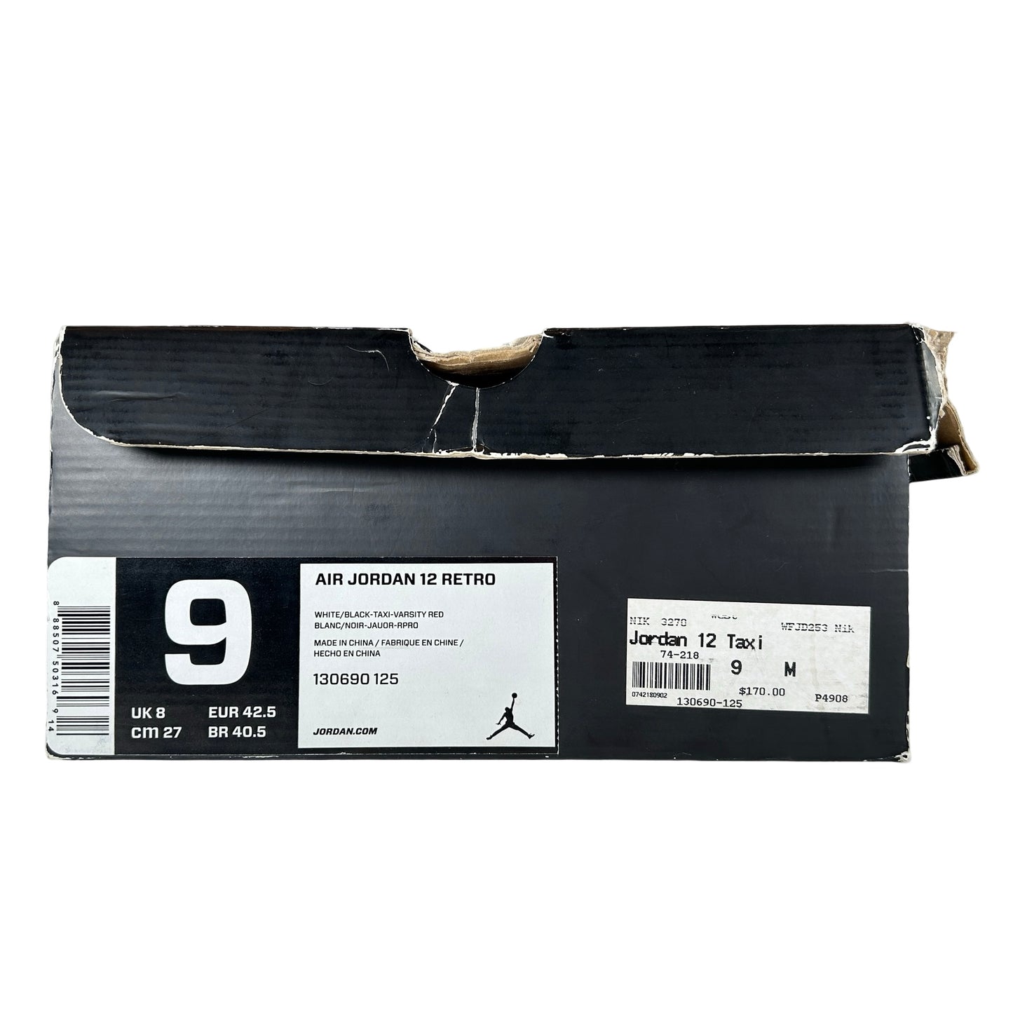 130690 125 Air Jordan talla 12 Taxi 2013 Retro Negro Blanco Oro