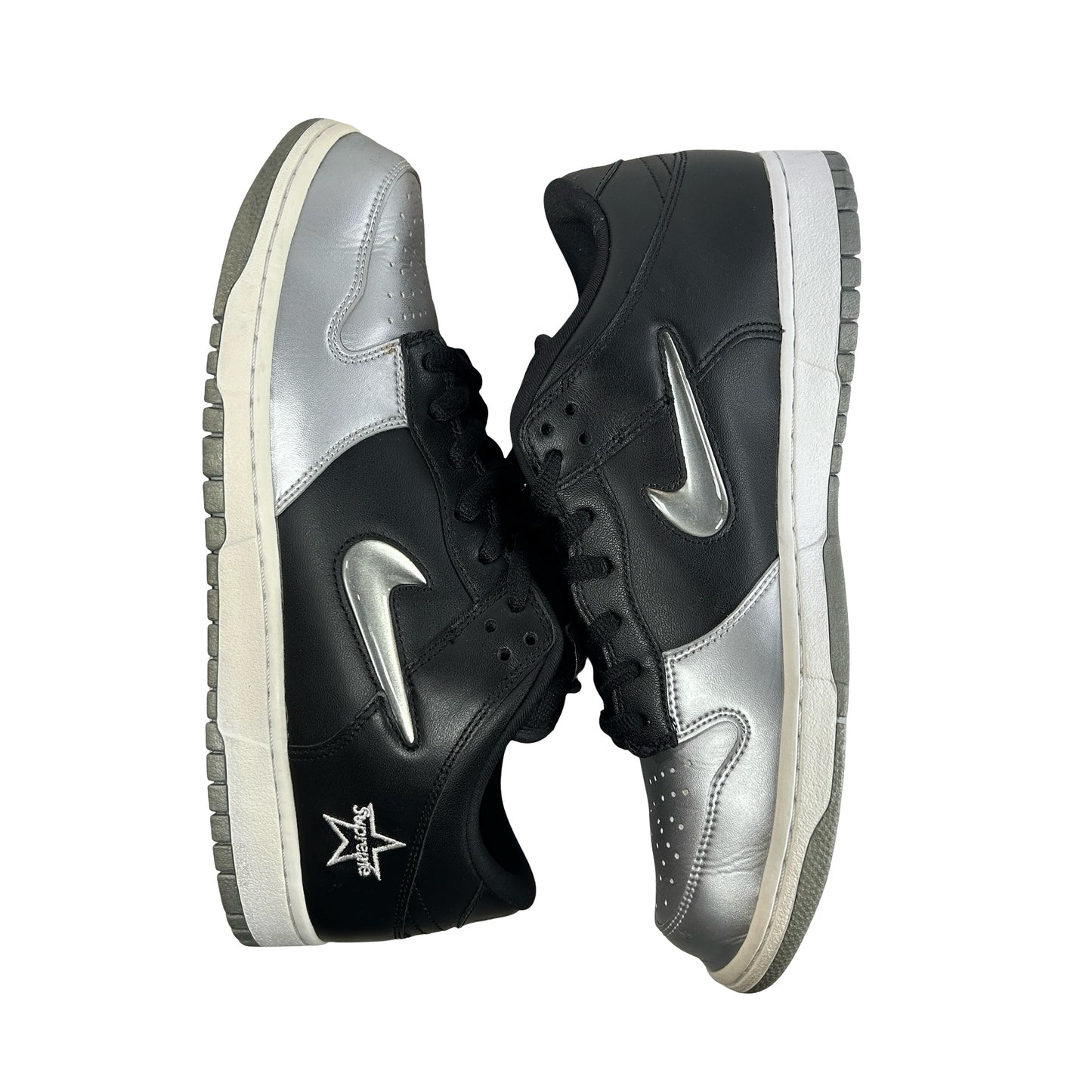 CK3480 001 Nike SB Dunk Low Supreme Jewel Swoosh Silver [USED] - 12 M (Used)
