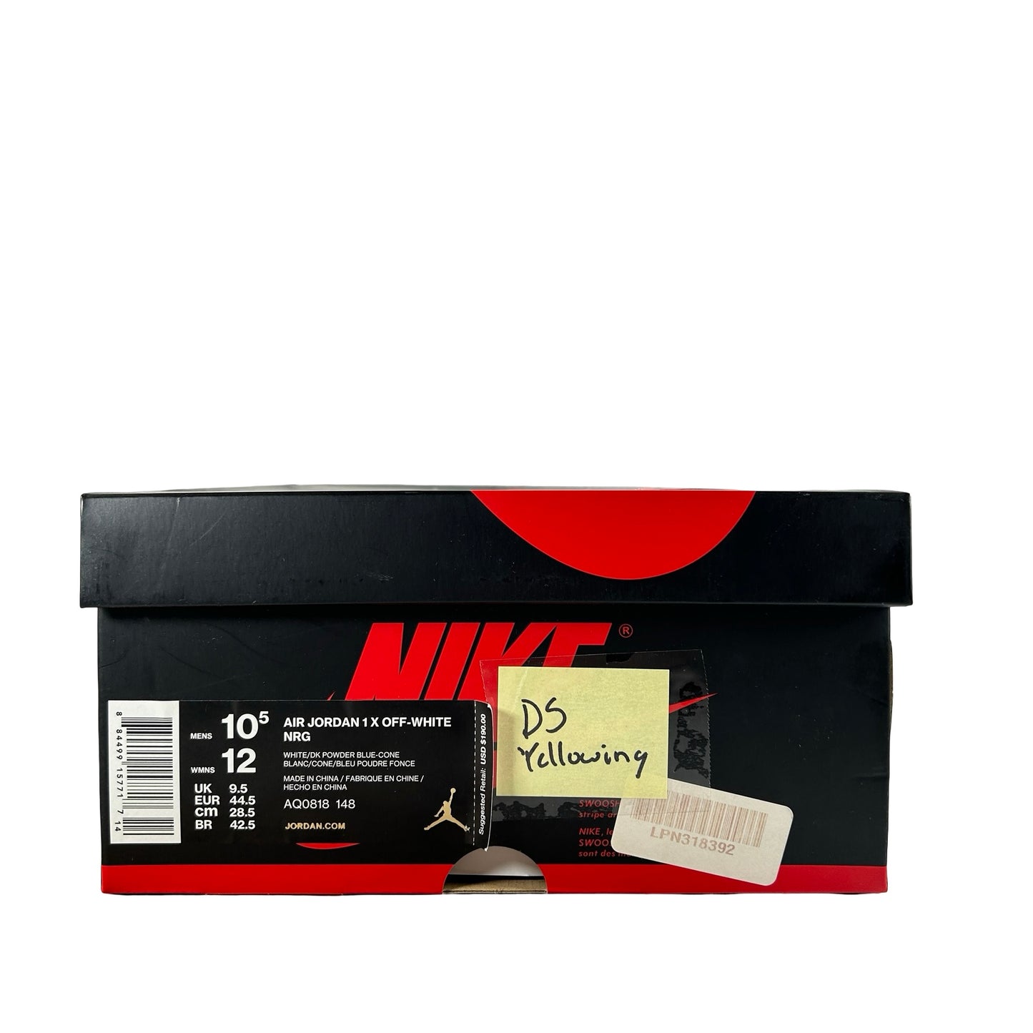 AQ0818 148 Air Jordan 1 Retro High Off-White University Blue - 10.5 M (Yellowing)