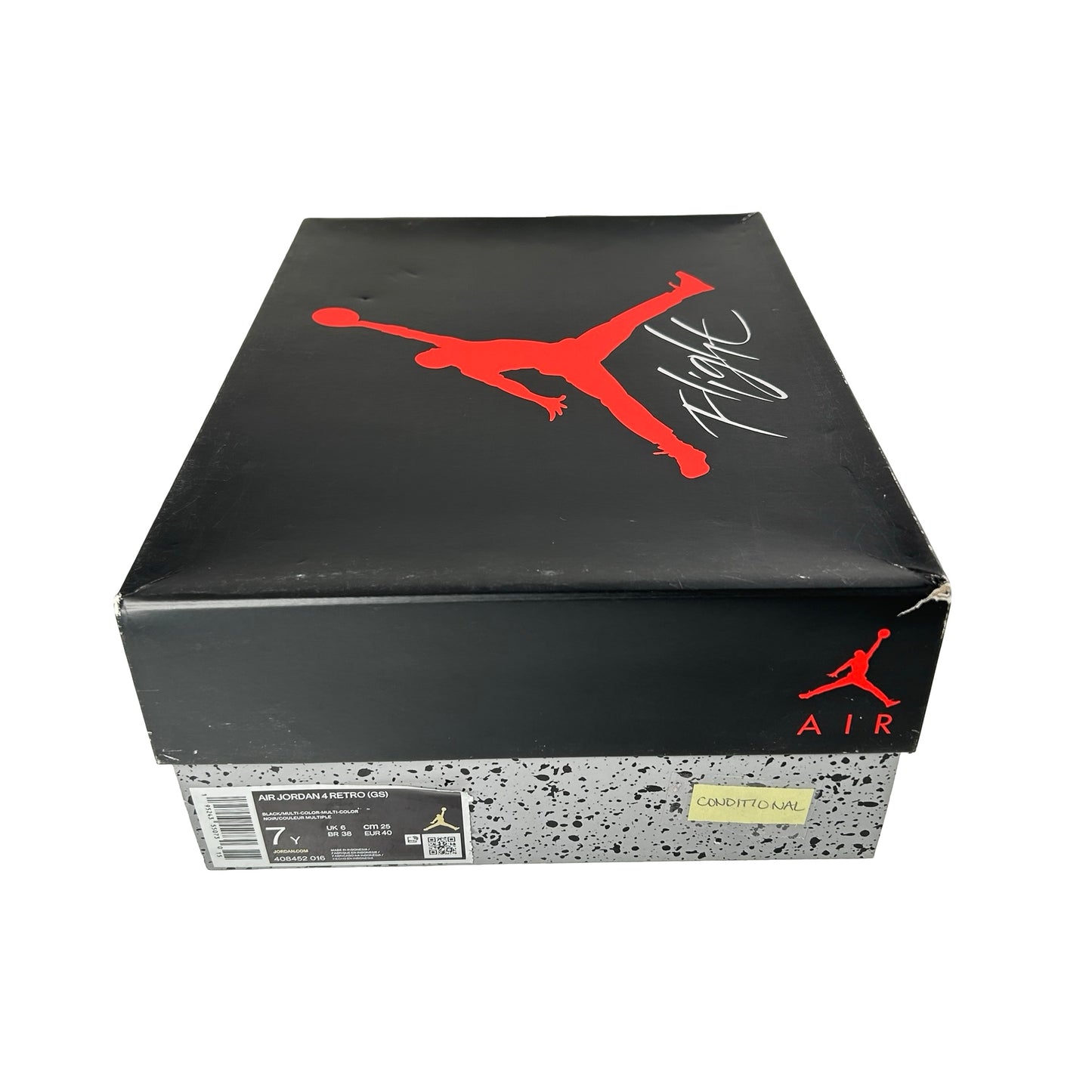408452 016 Jordan 4 Retro Red Thunder (GS) [CONDITIONAL] - 7 Y (Factory Defect Left Foot)