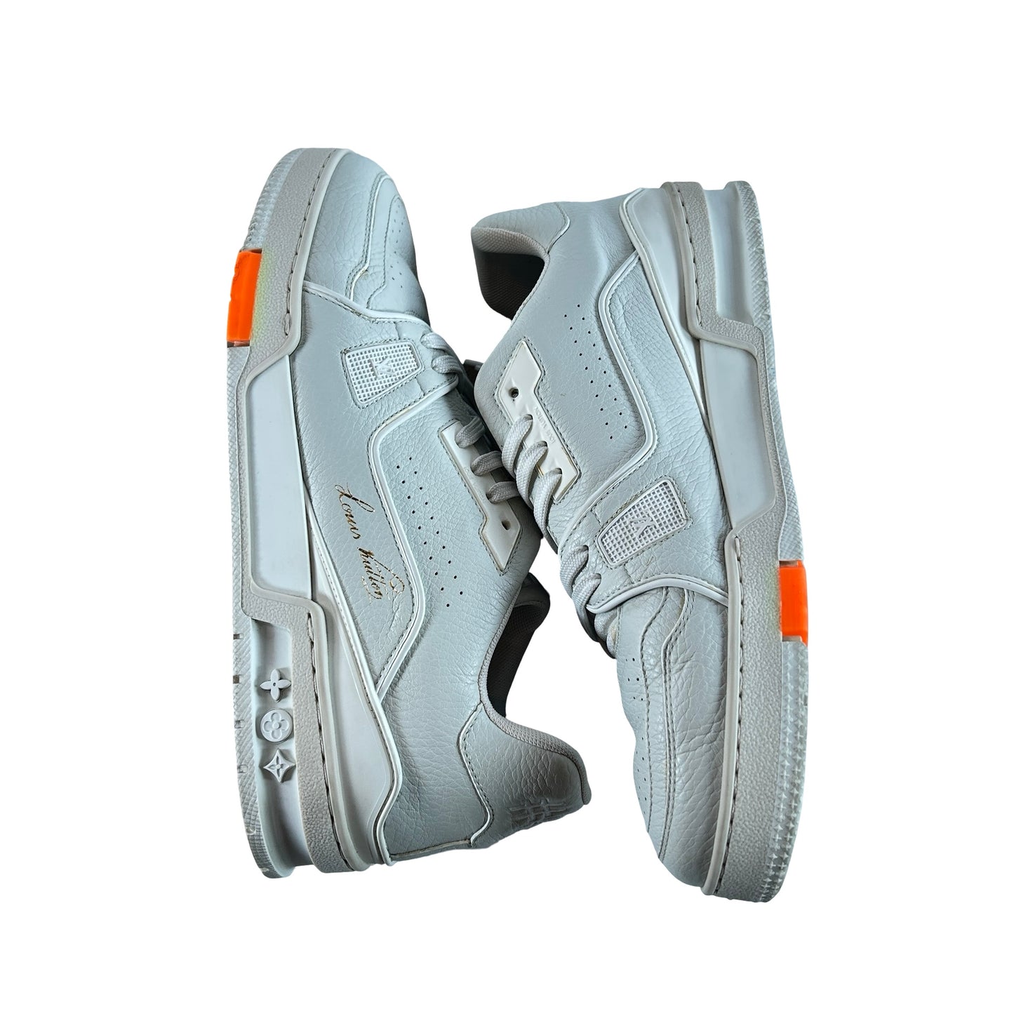 1A5A0S Louis Vuitton Trainer Low Top Grey Orange [USED] - 8 LV (9.5 US) (Used)