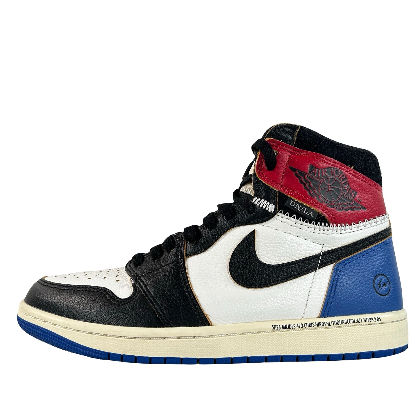 IO7847 002 Jordan 1 Retro High OG SP Fragment x Union LA Varsity Red Sport Royal [USED] - 8 M (Used) (No Box)
