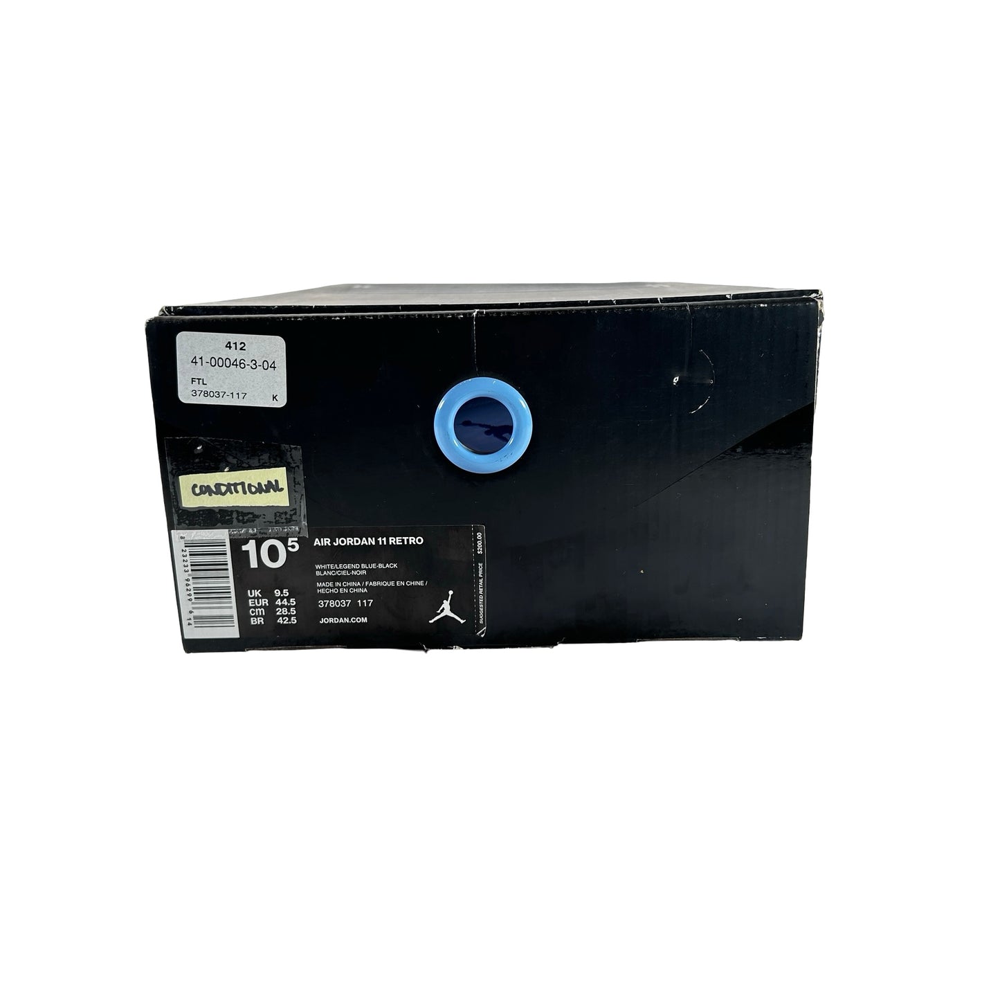 378037 117 Air Jordan 11 Retro Legend Blue (2014) - 10.5 M (Yellowing) (Glue Mark)