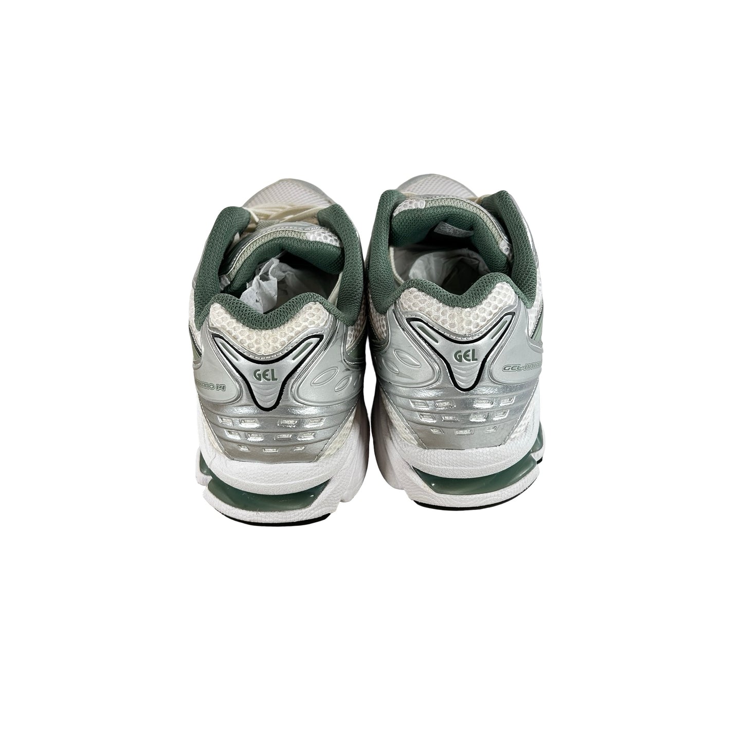1201A019 107 ASICS Gel-Kayano 14 White Pure Silver Slate Grey Sage [USED] - 10.5 M (Used)