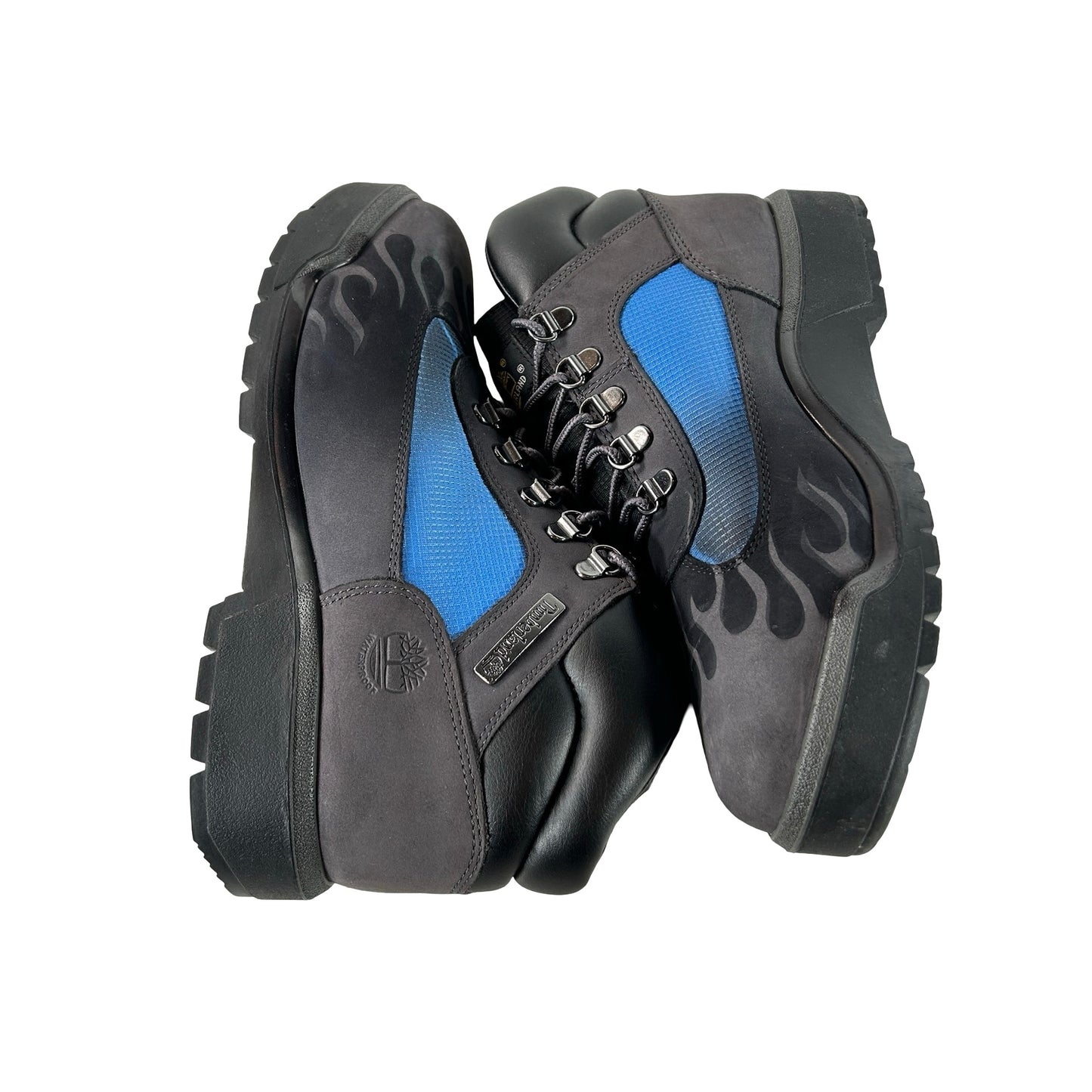 TB0A5PV4 W08 Timberland Field Boot Mid Grey Nubuck Blue Loso Flames [USED] - 9 M (Used)