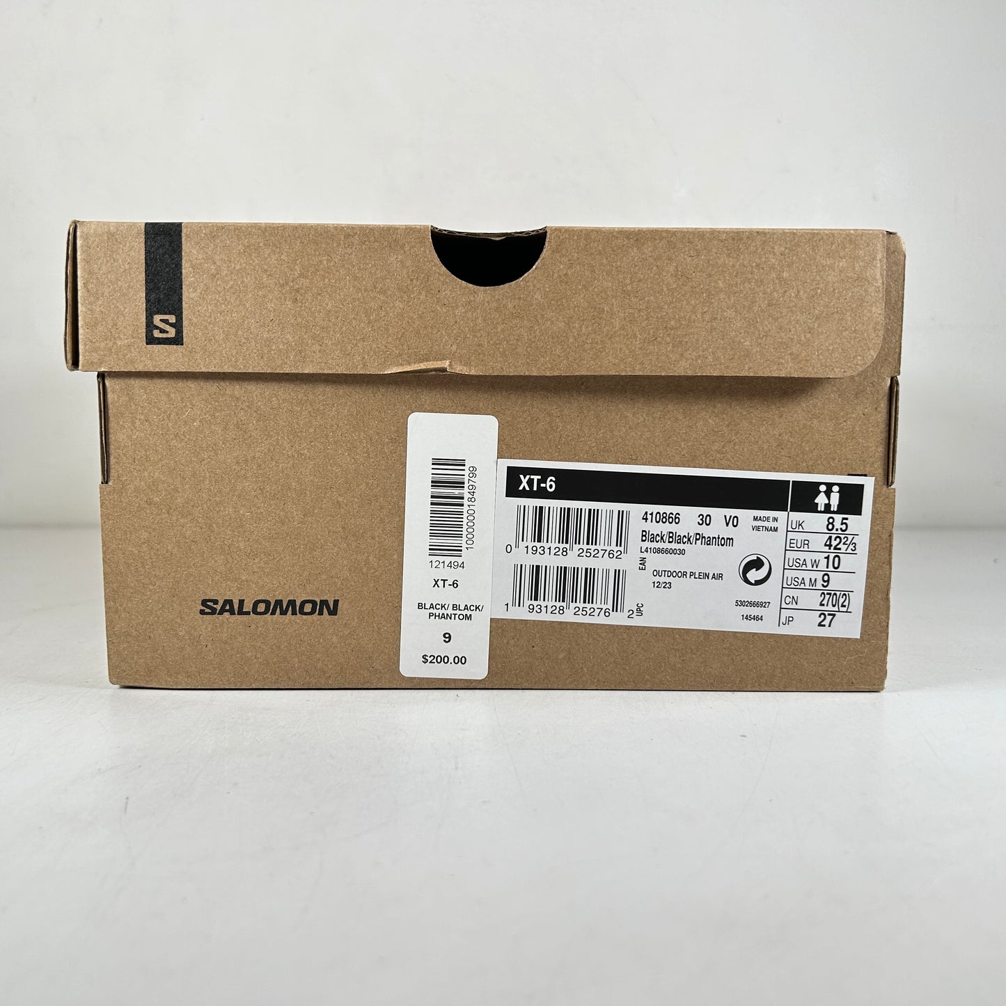 L41086600 Salomon XT-6 Triple Black [USED] - 9 M (Used)