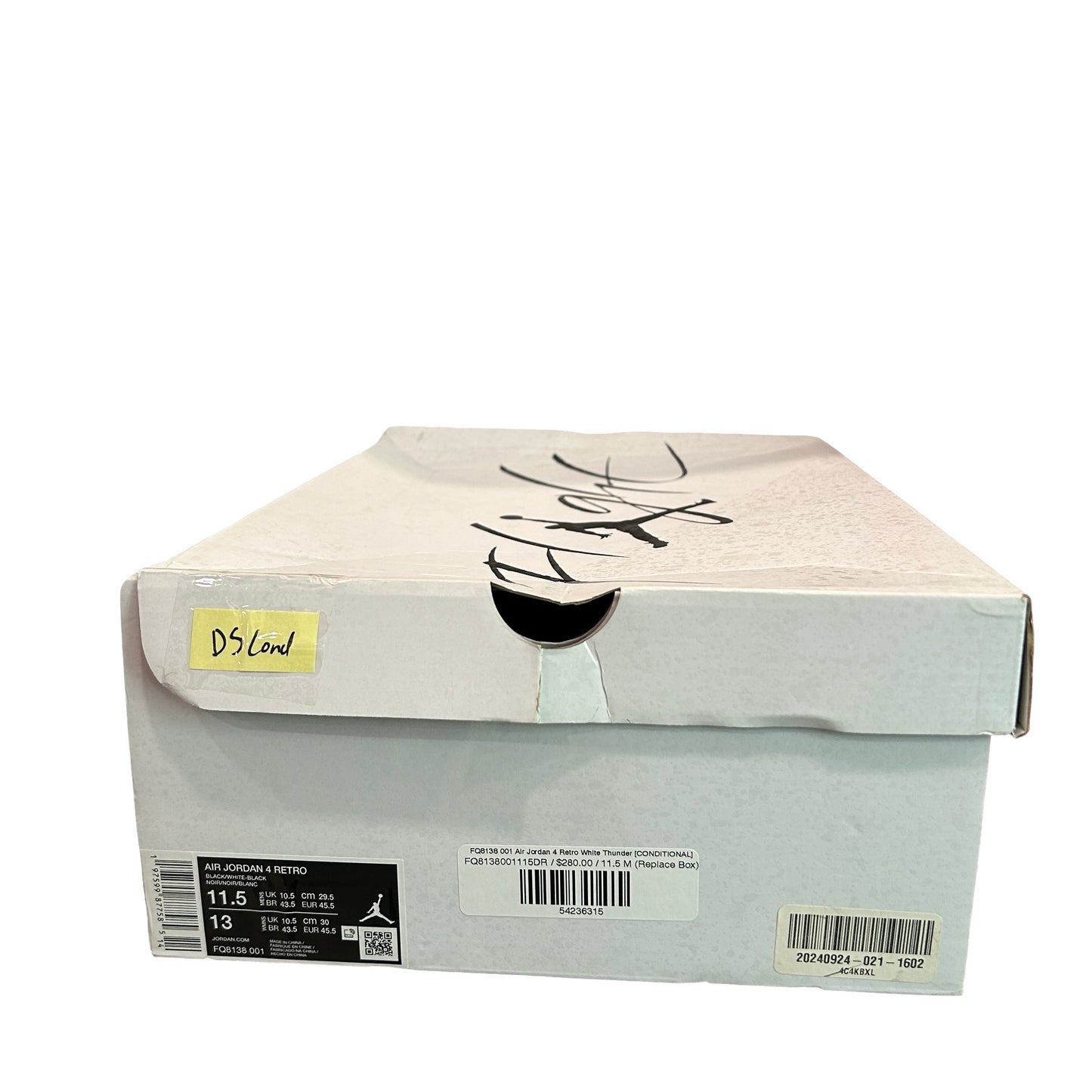 FQ8138 001 Air Jordan 4 Retro White Thunder [CONDITIONAL] [REPLACE BOX]