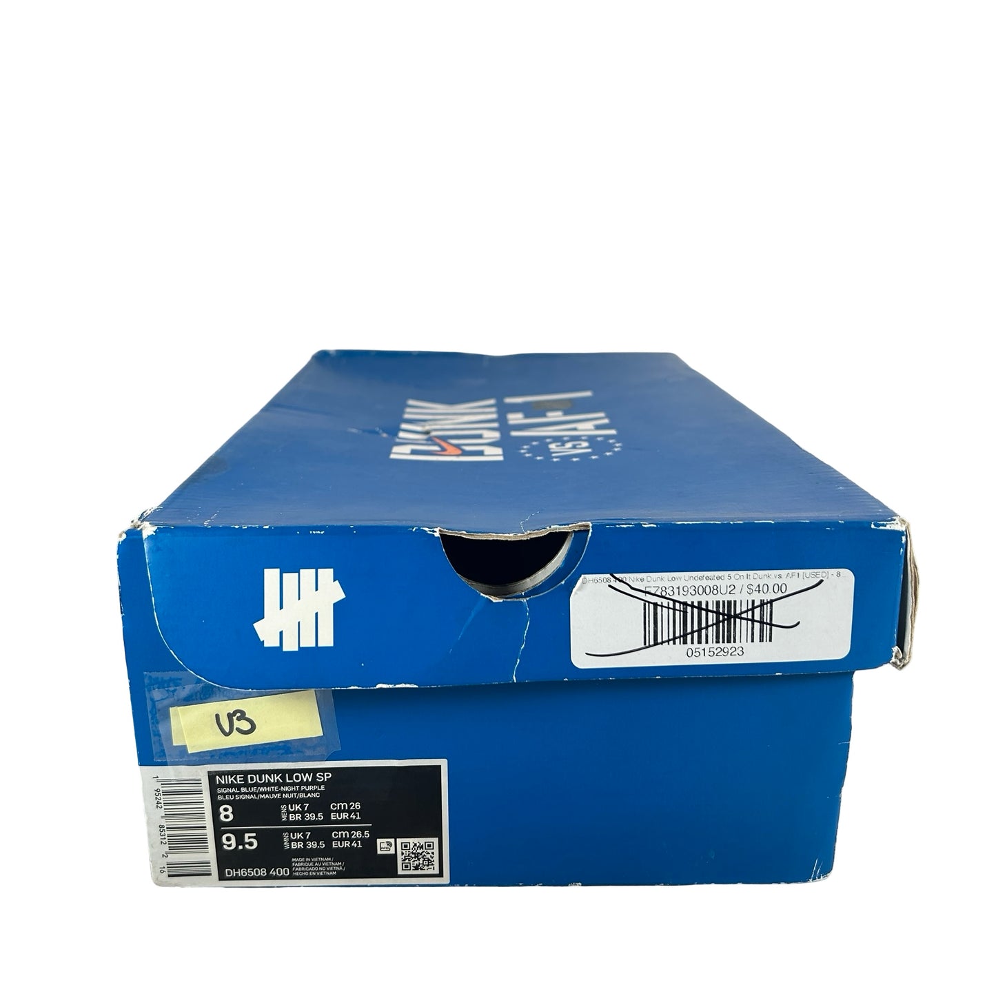DH6508 400 Nike Dunk Low Undefeated 5 On It Dunk vs. AF1 [USED] - 8 M (Used3)